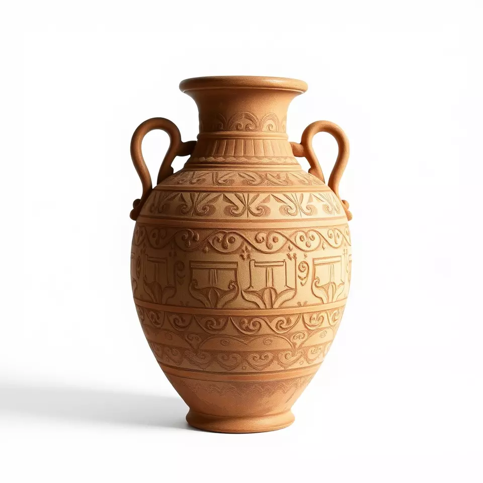 Engraved Terracotta Vase model pack Low-poly 3D model_3