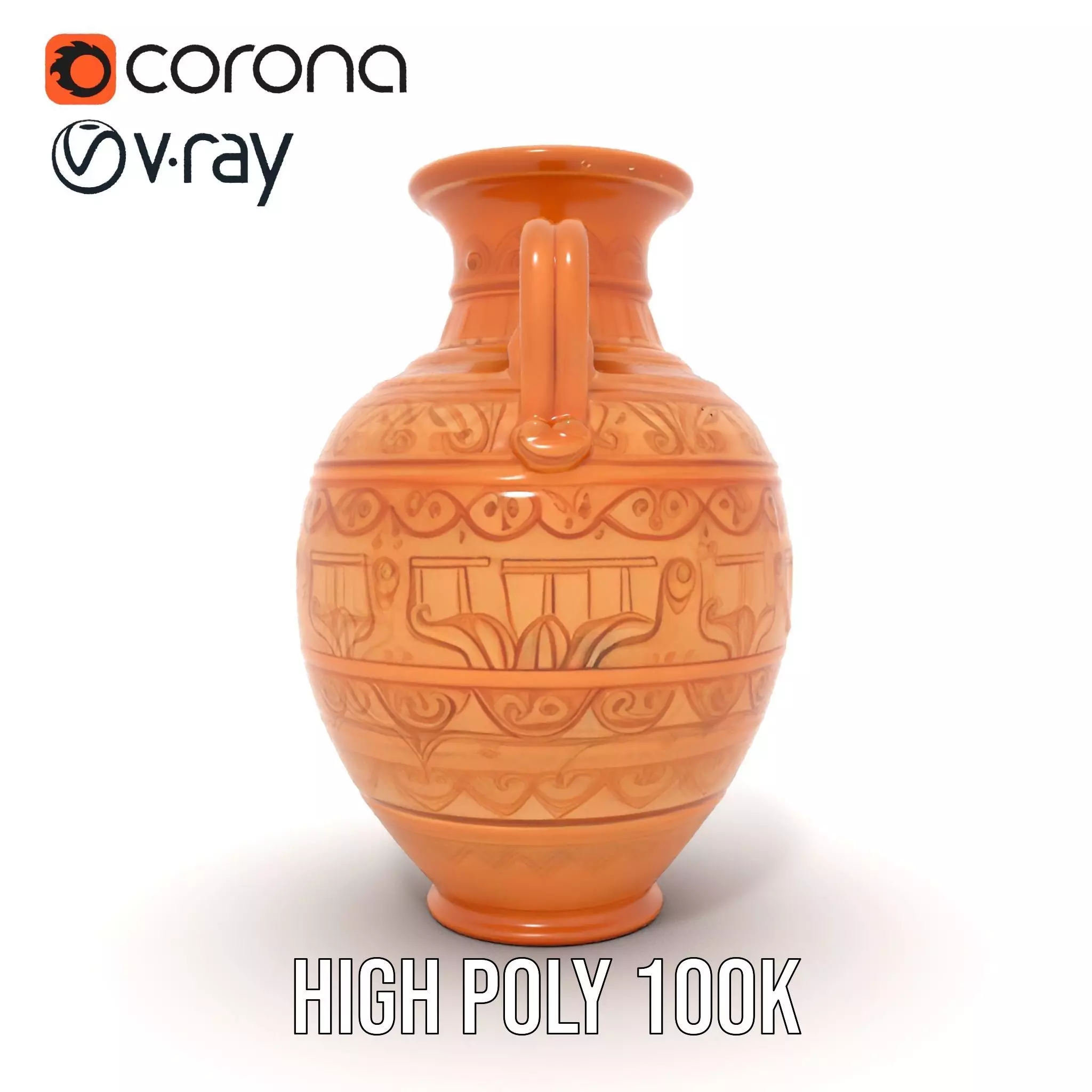 Engraved Terracotta Vase model pack Low-poly 3D model_34