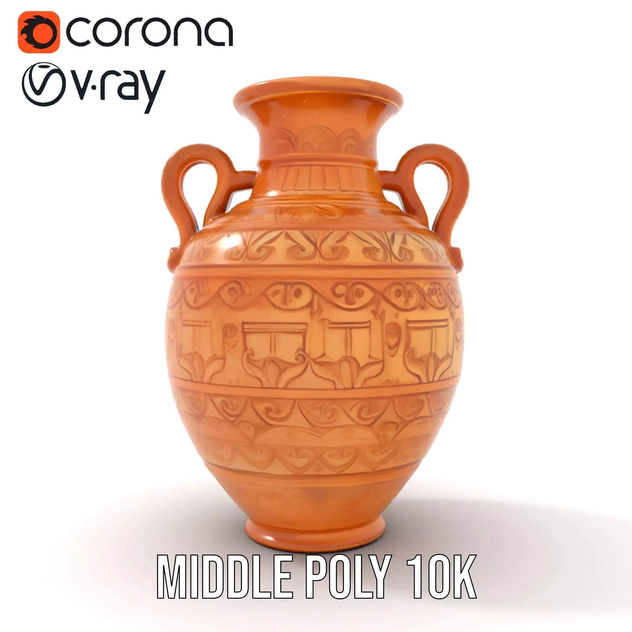 Engraved Terracotta Vase model pack Low-poly 3D model_25