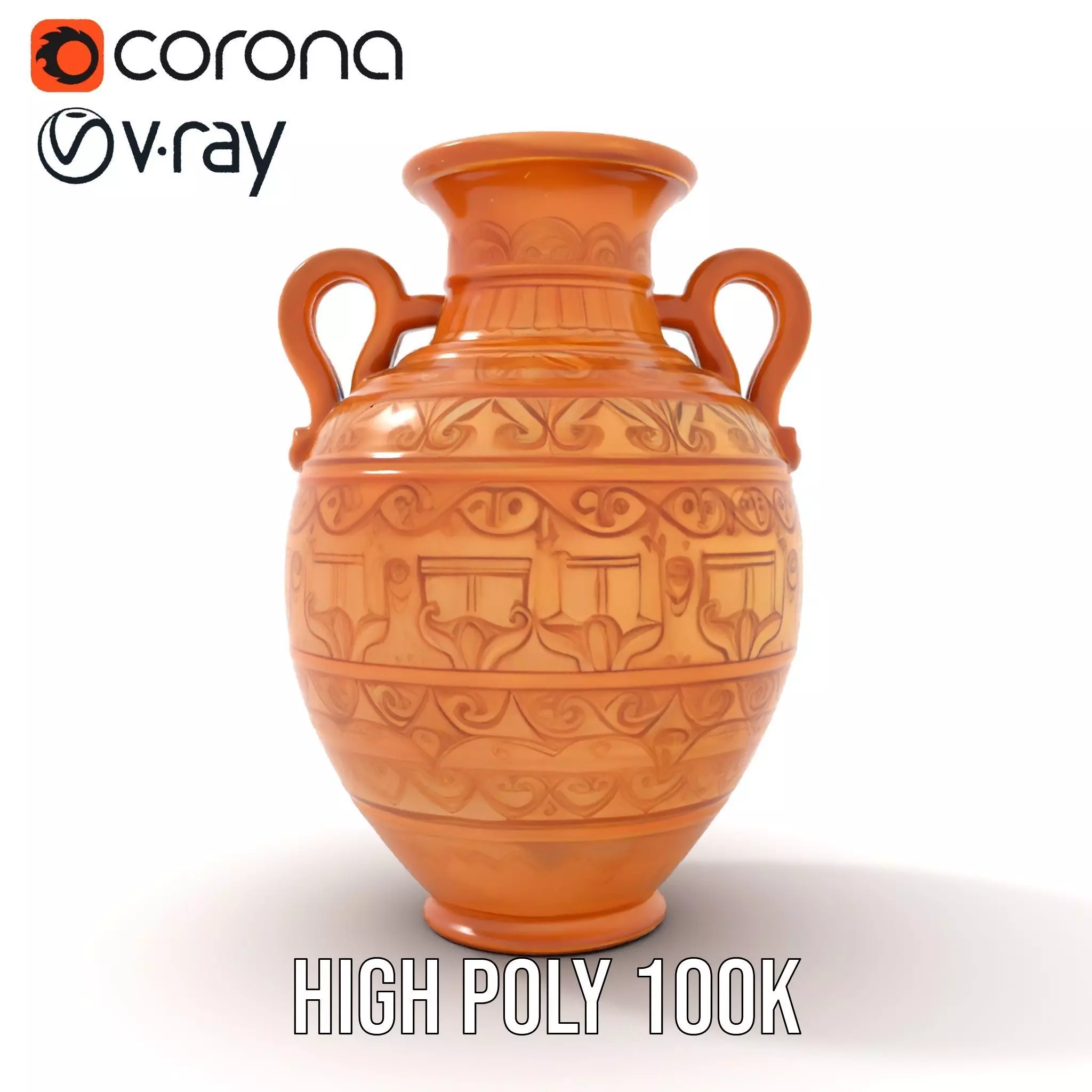 Engraved Terracotta Vase model pack Low-poly 3D model_32