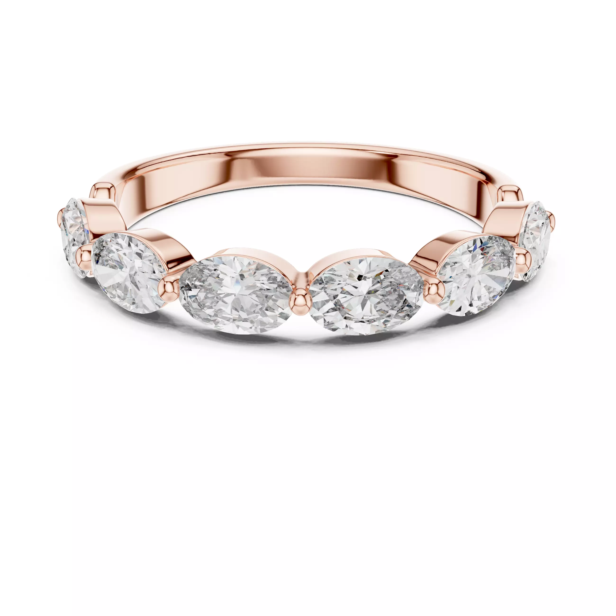 Oval Cut Bubble Prong Half Eternity Stack Wedding Band FileVideo 3D print model