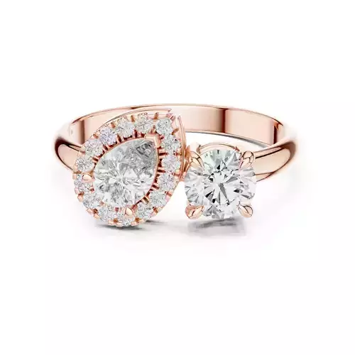 Pear and Round Cut Halo Diamond Engagement Ring 3DM STL Video