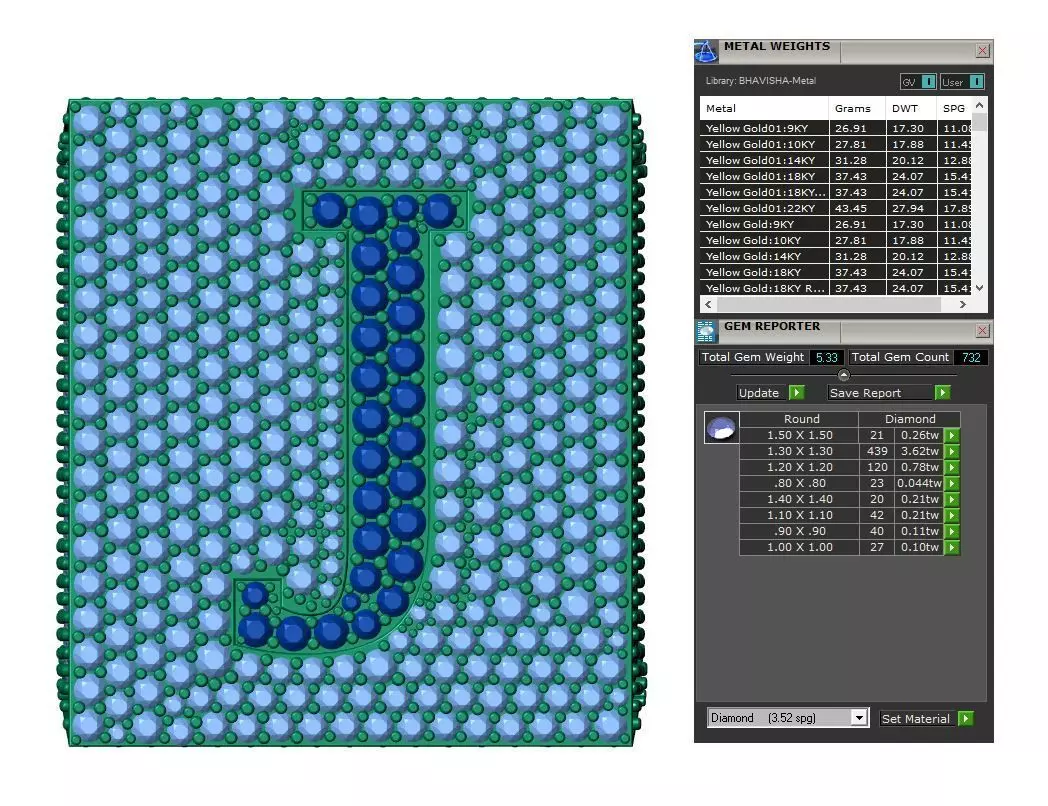 Custom Initial A to Z Letter Diamond Ring - Alphabet Rings 3D print model_4