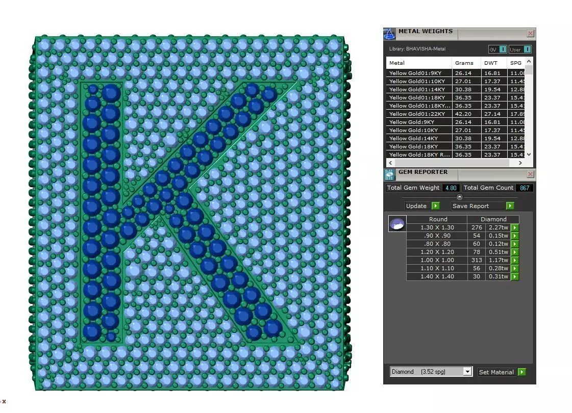 Custom Initial A to Z Letter Diamond Ring - Alphabet Rings 3D print model_4