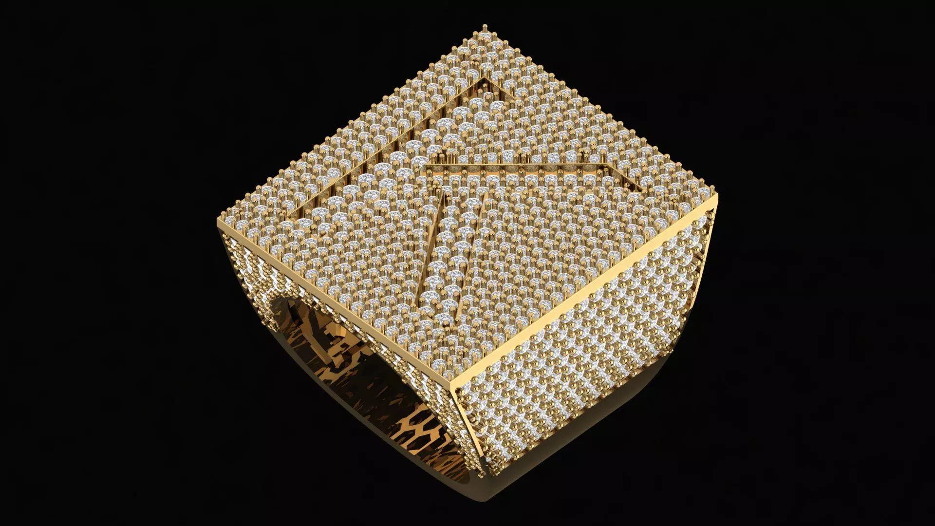 Custom Initial A to Z Letter Diamond Ring - Alphabet Rings 3D print model_0