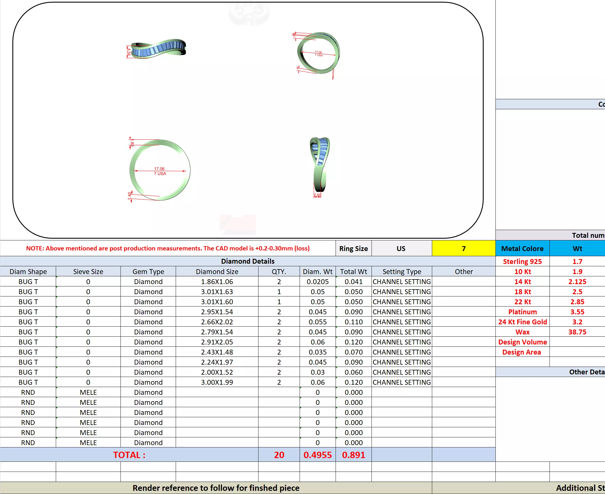 Curved Shape Baguette Cut Channel Set Wedding Band 3DM STL Video 3D print model_13