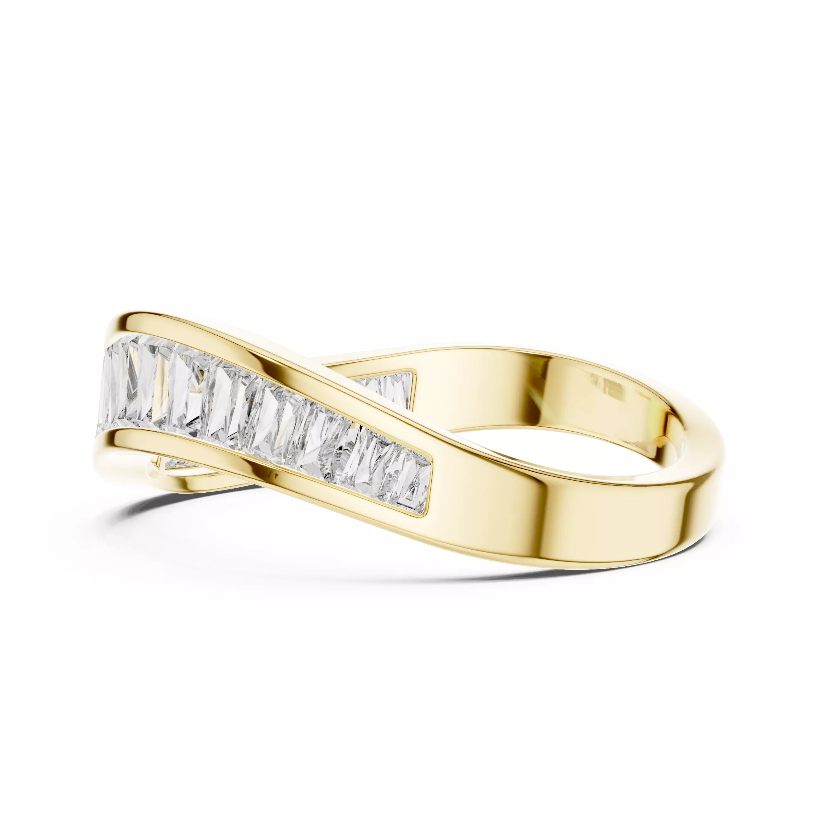 Curved Shape Baguette Cut Channel Set Wedding Band 3DM STL Video 3D print model_8