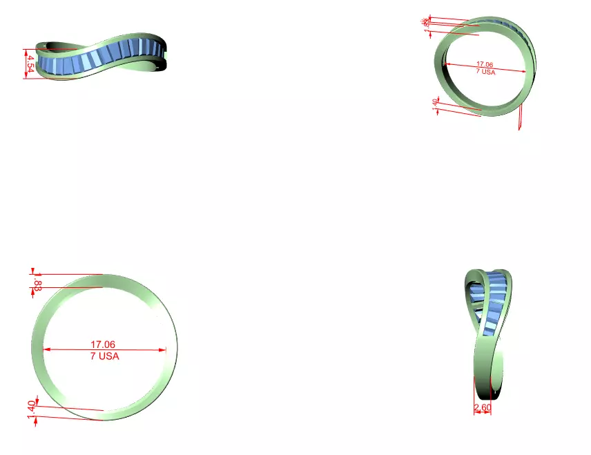 Curved Shape Baguette Cut Channel Set Wedding Band 3DM STL Video 3D print model_12