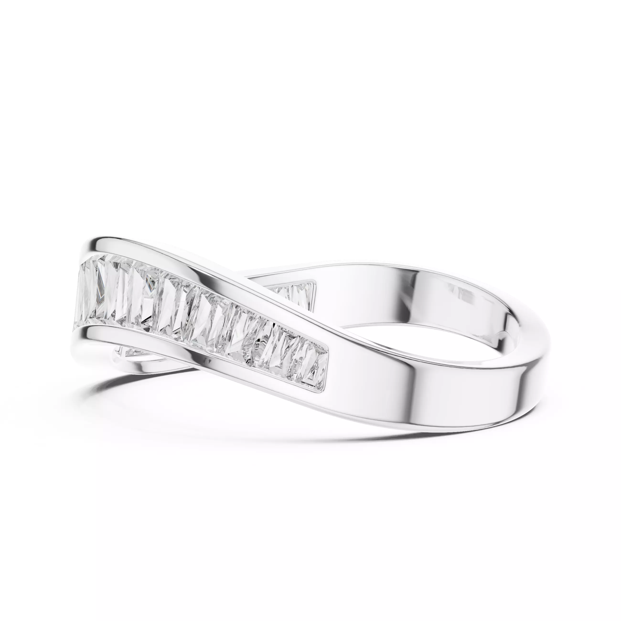 Curved Shape Baguette Cut Channel Set Wedding Band 3DM STL Video 3D print model_11