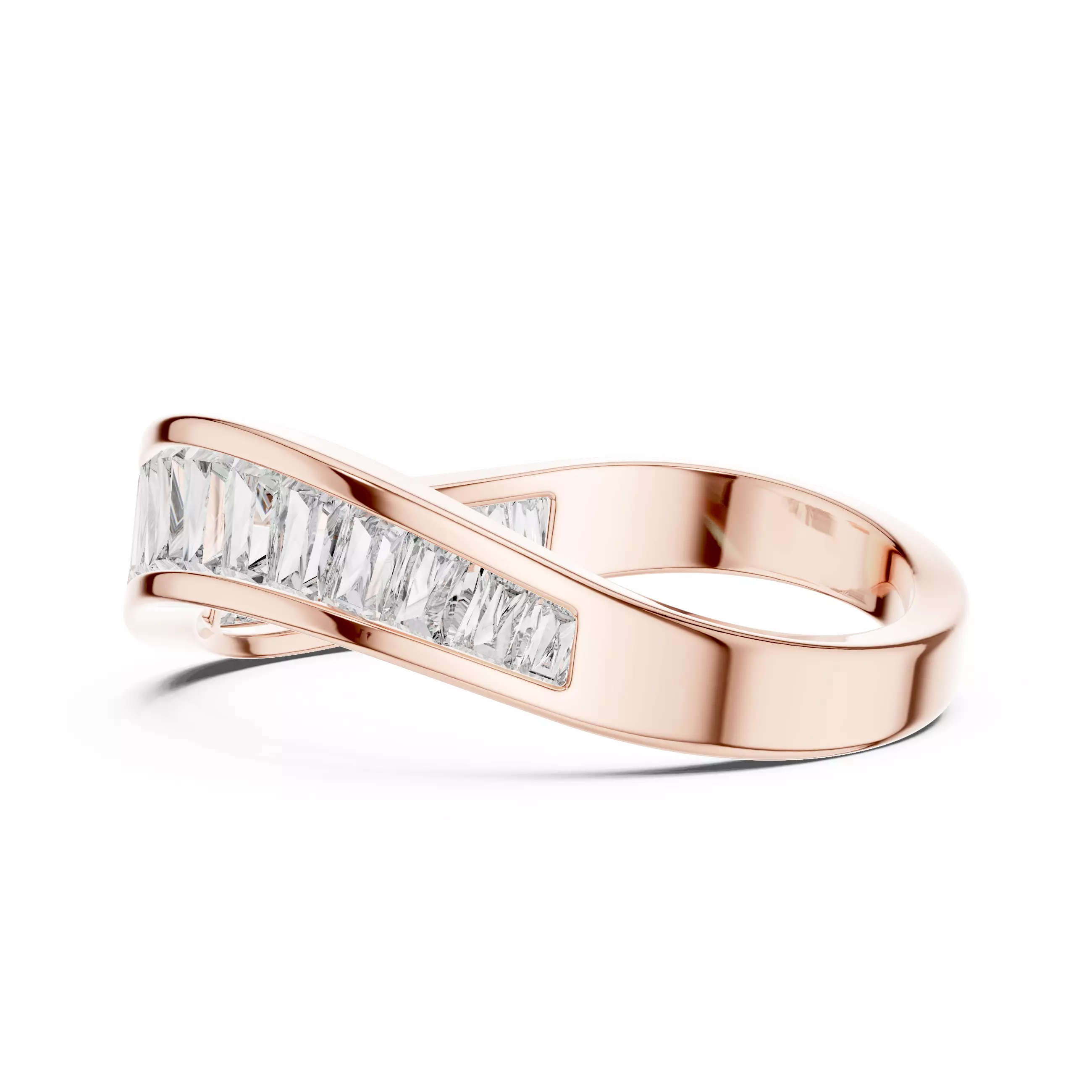 Curved Shape Baguette Cut Channel Set Wedding Band 3DM STL Video 3D print model_5