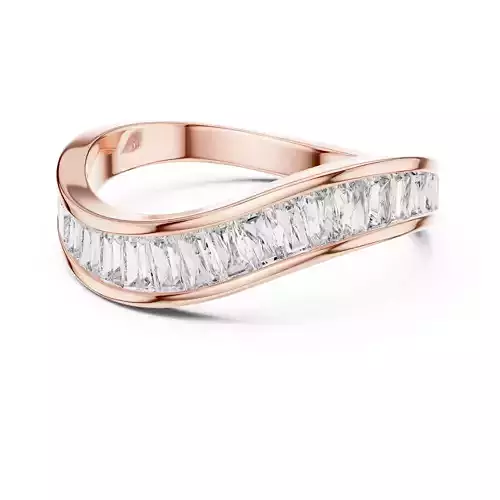 Curved Shape Baguette Cut Channel Set Wedding Band 3DM STL Video 3D print model