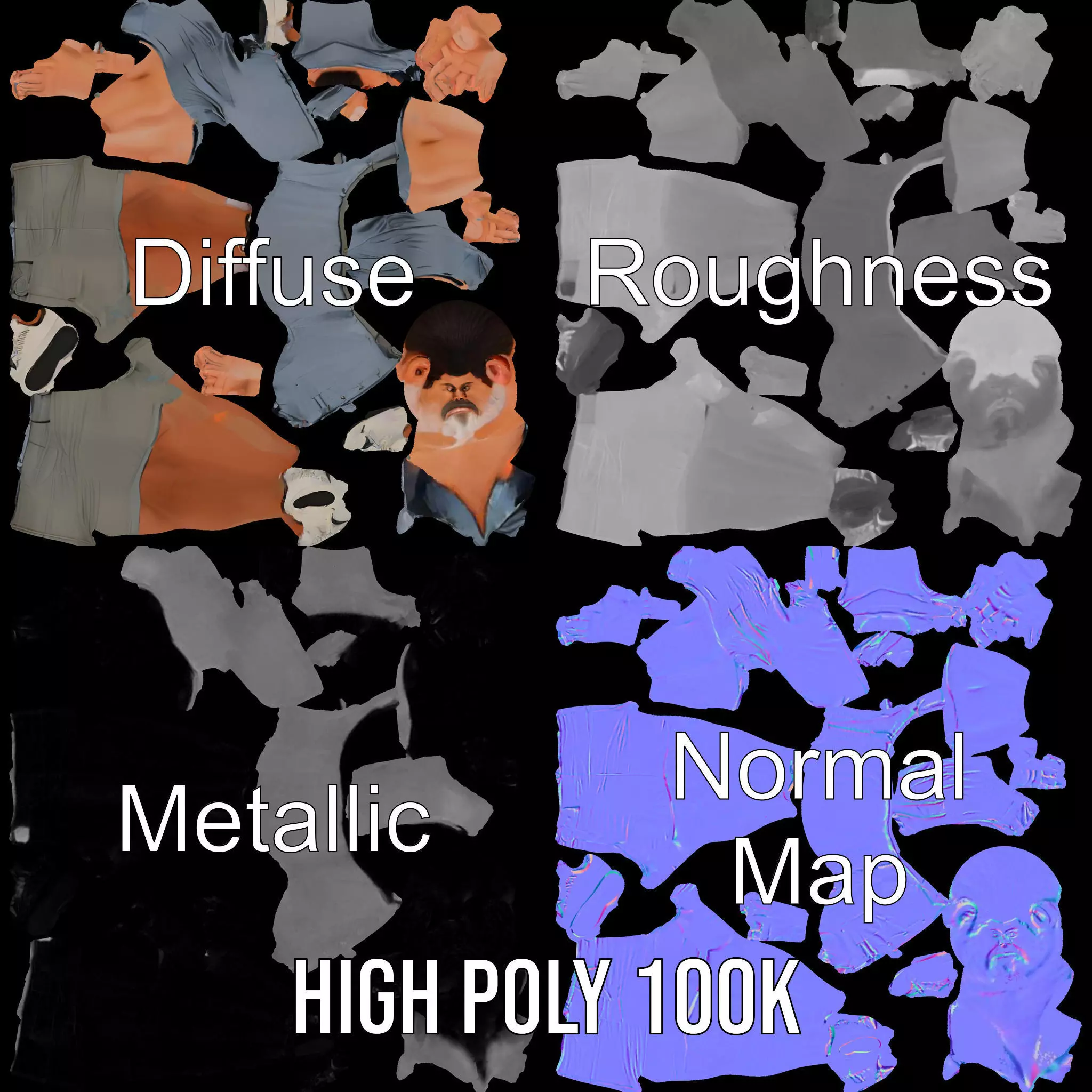 Casual Summer Outfit model pack Low-poly 3D model_4