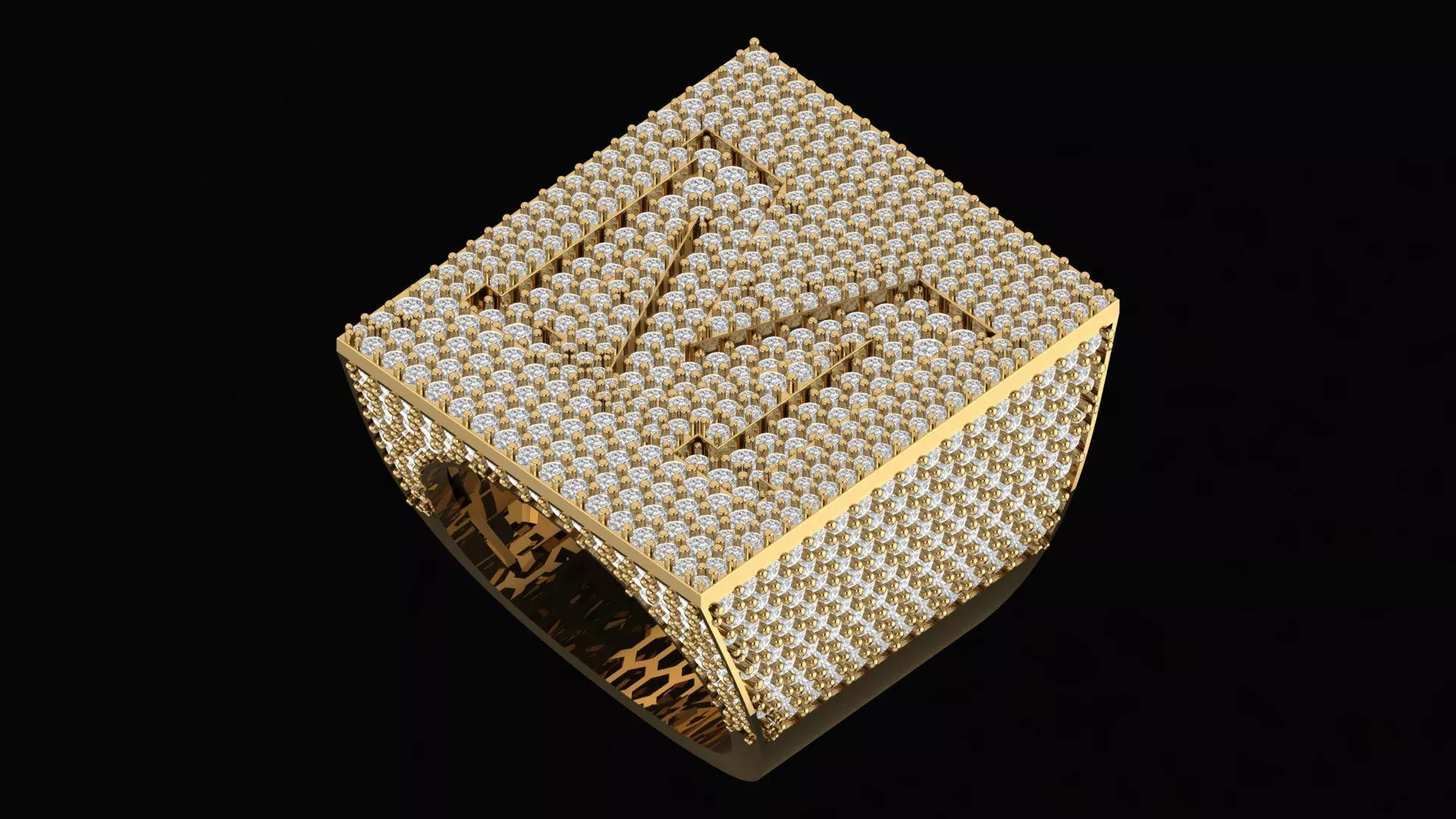 Custom Initial A to Z Letter Diamond Ring - Alphabet Rings 3D print model_0