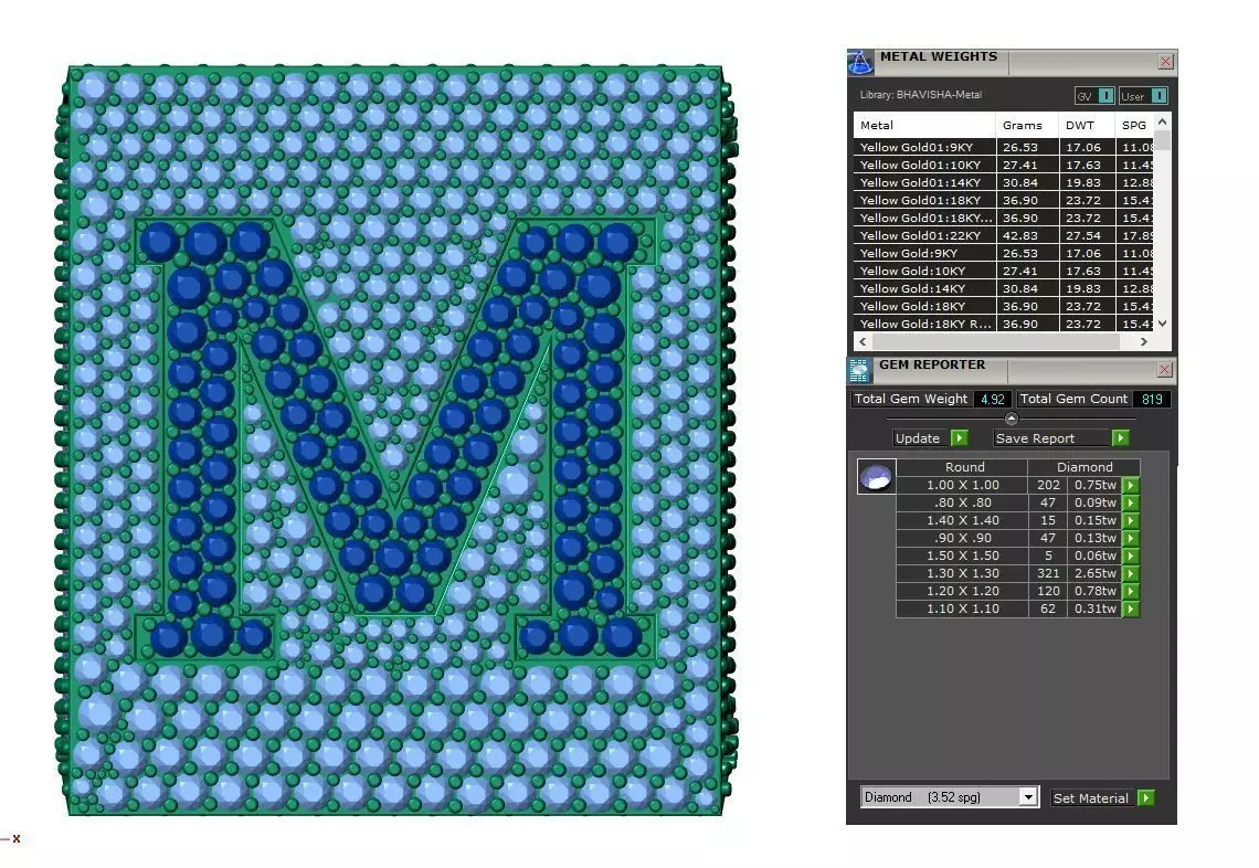 Custom Initial A to Z Letter Diamond Ring - Alphabet Rings 3D print model_4