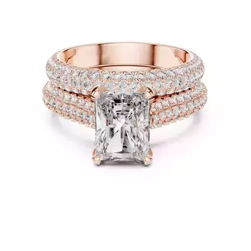 Three Side Round Cut Shank Radiant Cut Ring Set 3DM STL Video