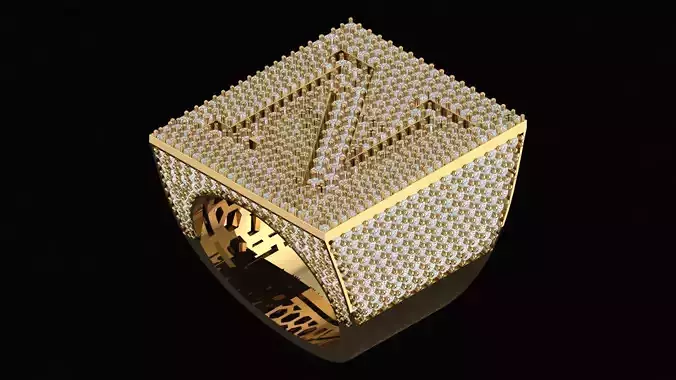 Custom Initial A to Z Letter Diamond Ring - Alphabet Rings 3D print model