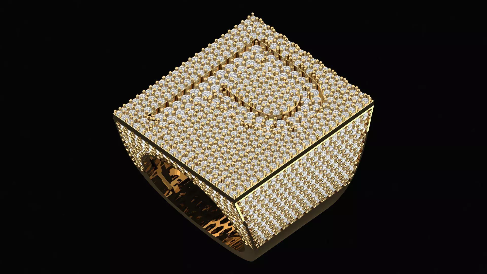 Custom Initial A to Z Letter Diamond Ring - Alphabet Rings 3D print model_0