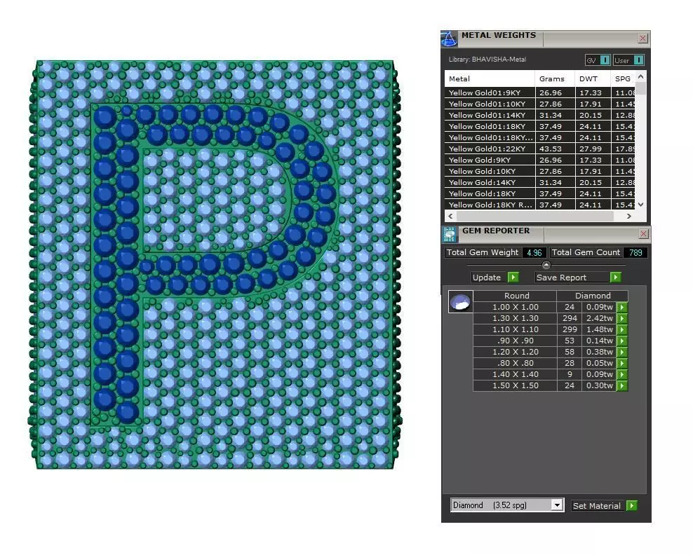Custom Initial A to Z Letter Diamond Ring - Alphabet Rings 3D print model_2