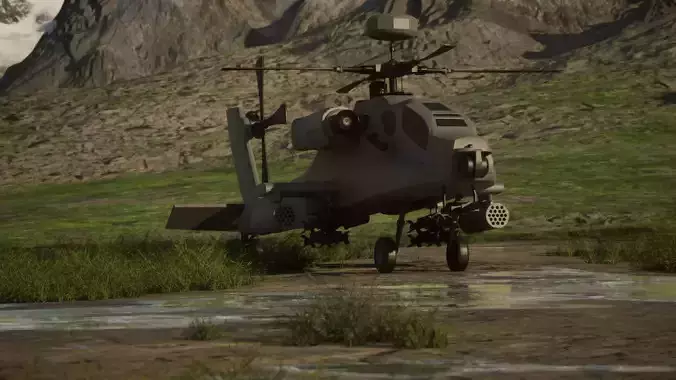 AgustaWestland AH-64 Attack Helicopter Low-poly 3D model