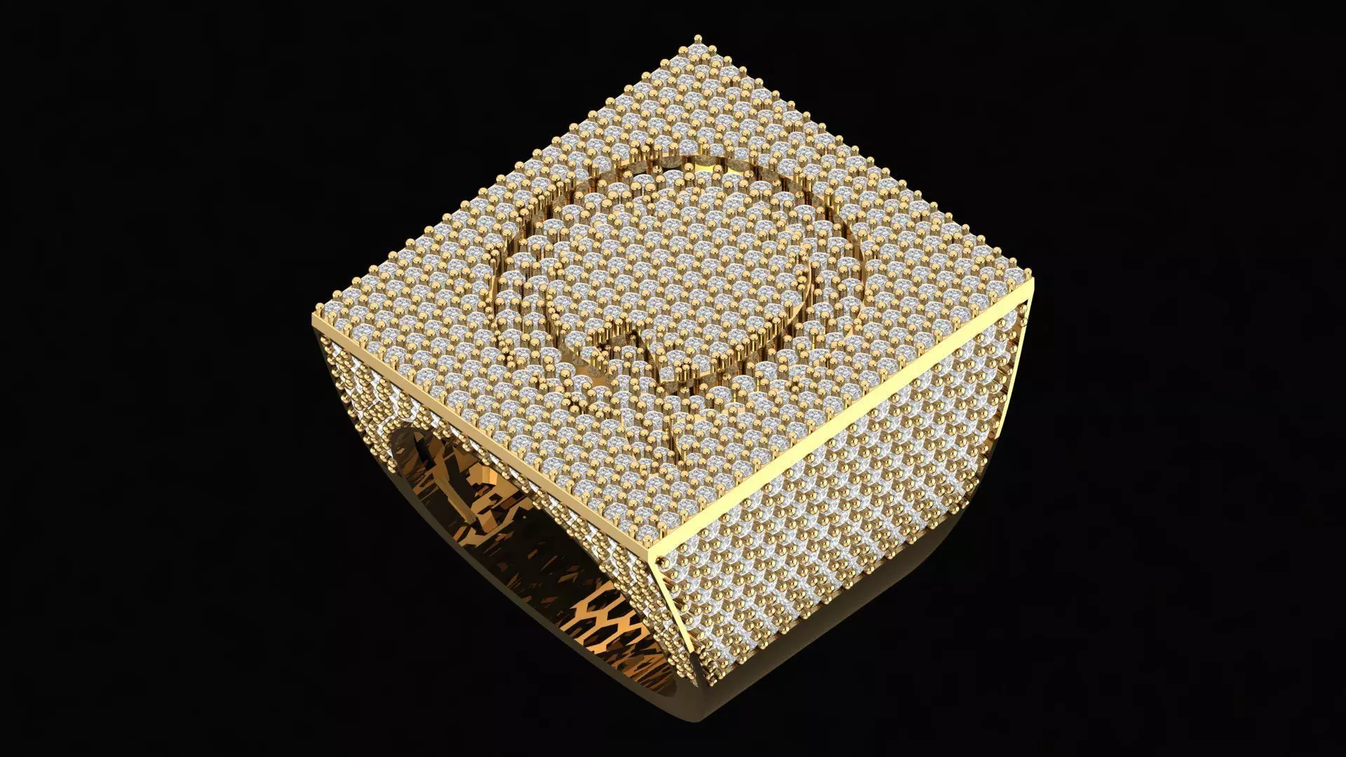 Custom Initial A to Z Letter Diamond Ring - Alphabet Rings 3D print model_0