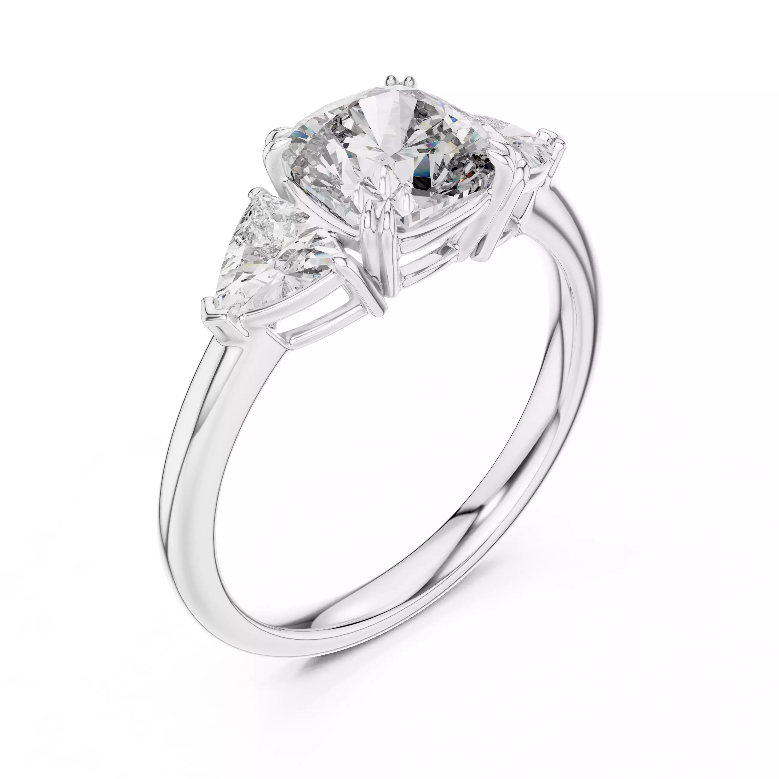 Three Stone Cushion Pear Diamond Wedding Ring 3DM STL Video 3D print model_7