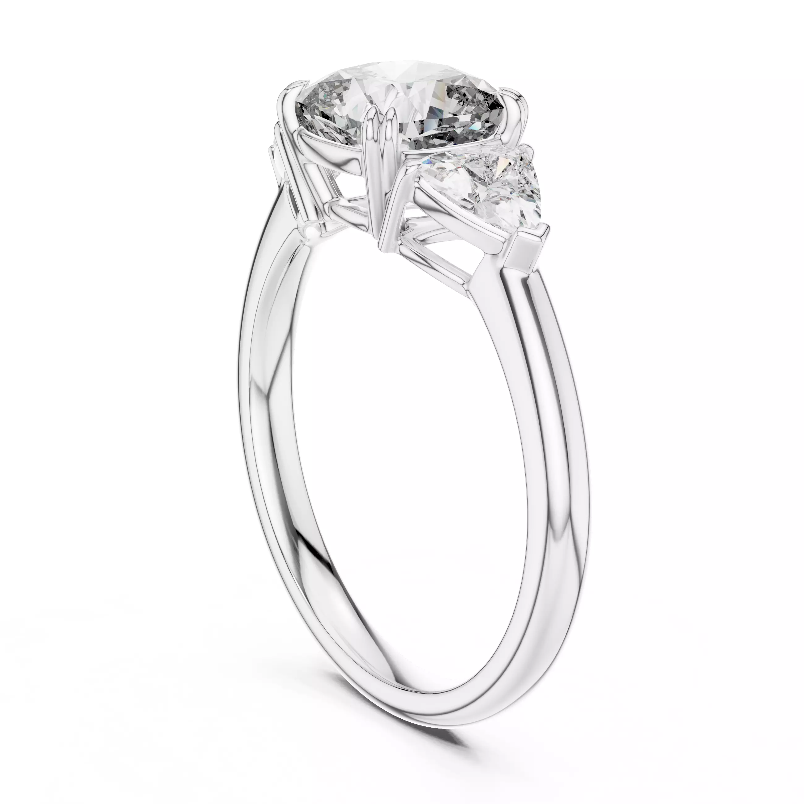 Three Stone Cushion Pear Diamond Wedding Ring 3DM STL Video 3D print model_6