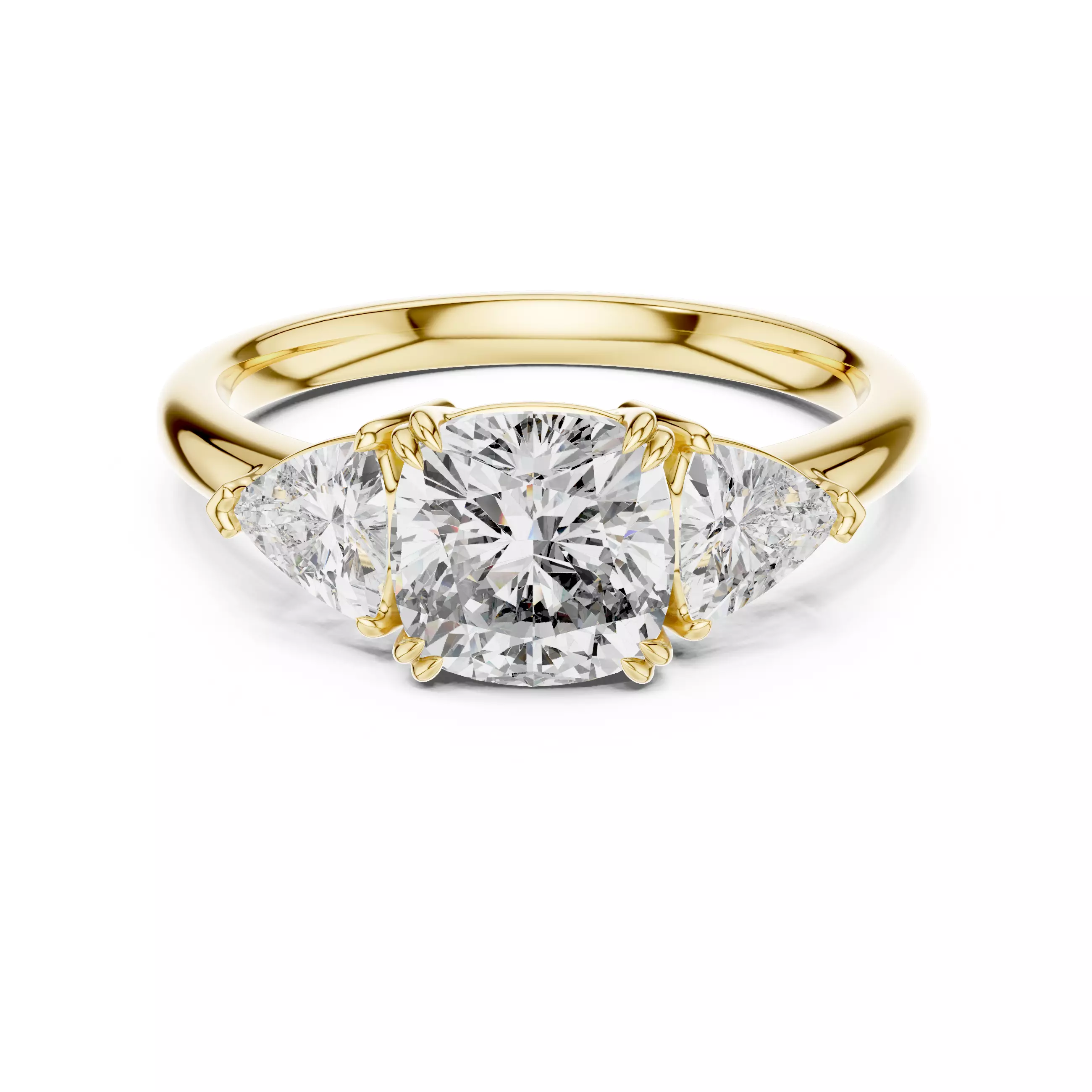 Three Stone Cushion Pear Diamond Wedding Ring 3DM STL Video 3D print model_1