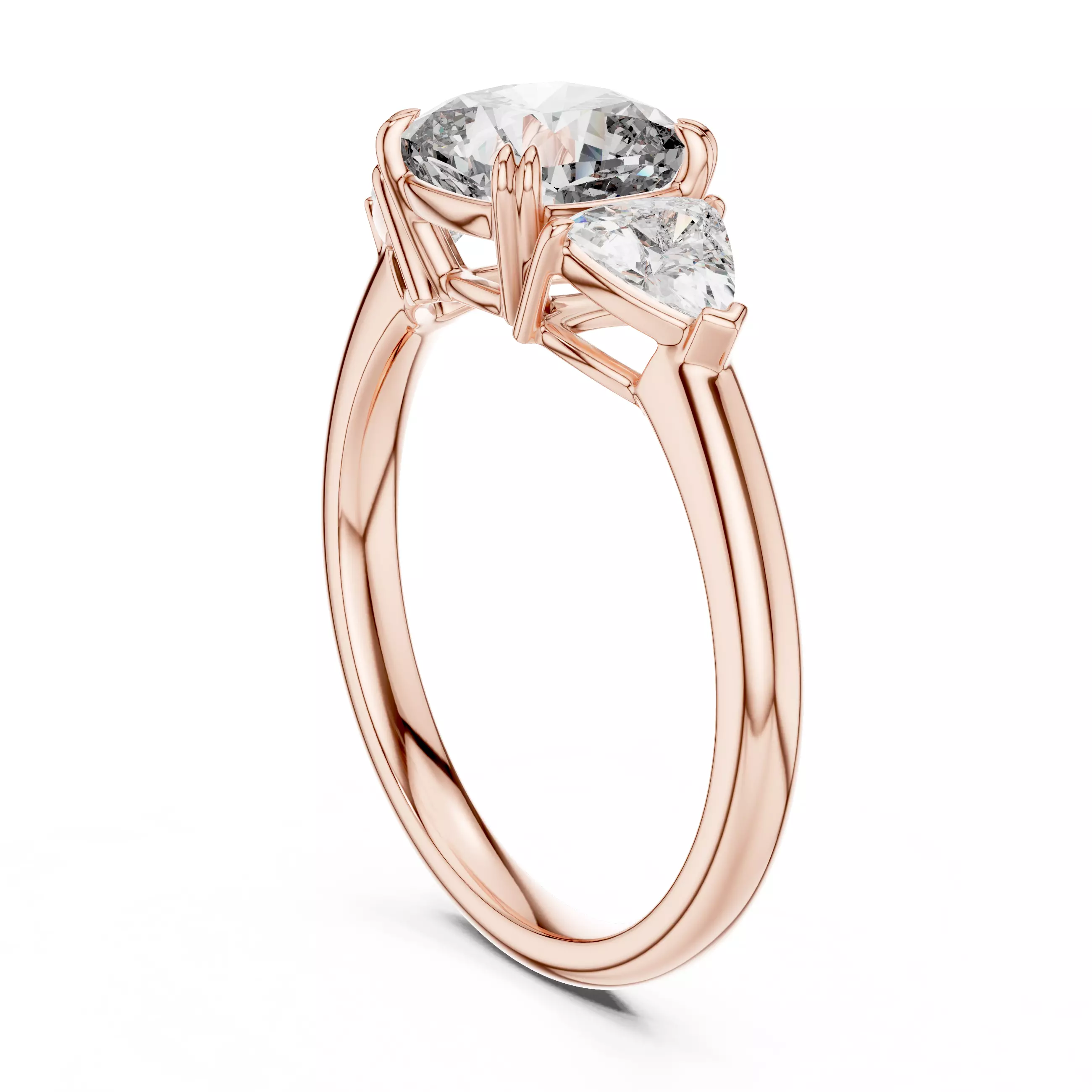 Three Stone Cushion Pear Diamond Wedding Ring 3DM STL Video 3D print model_3