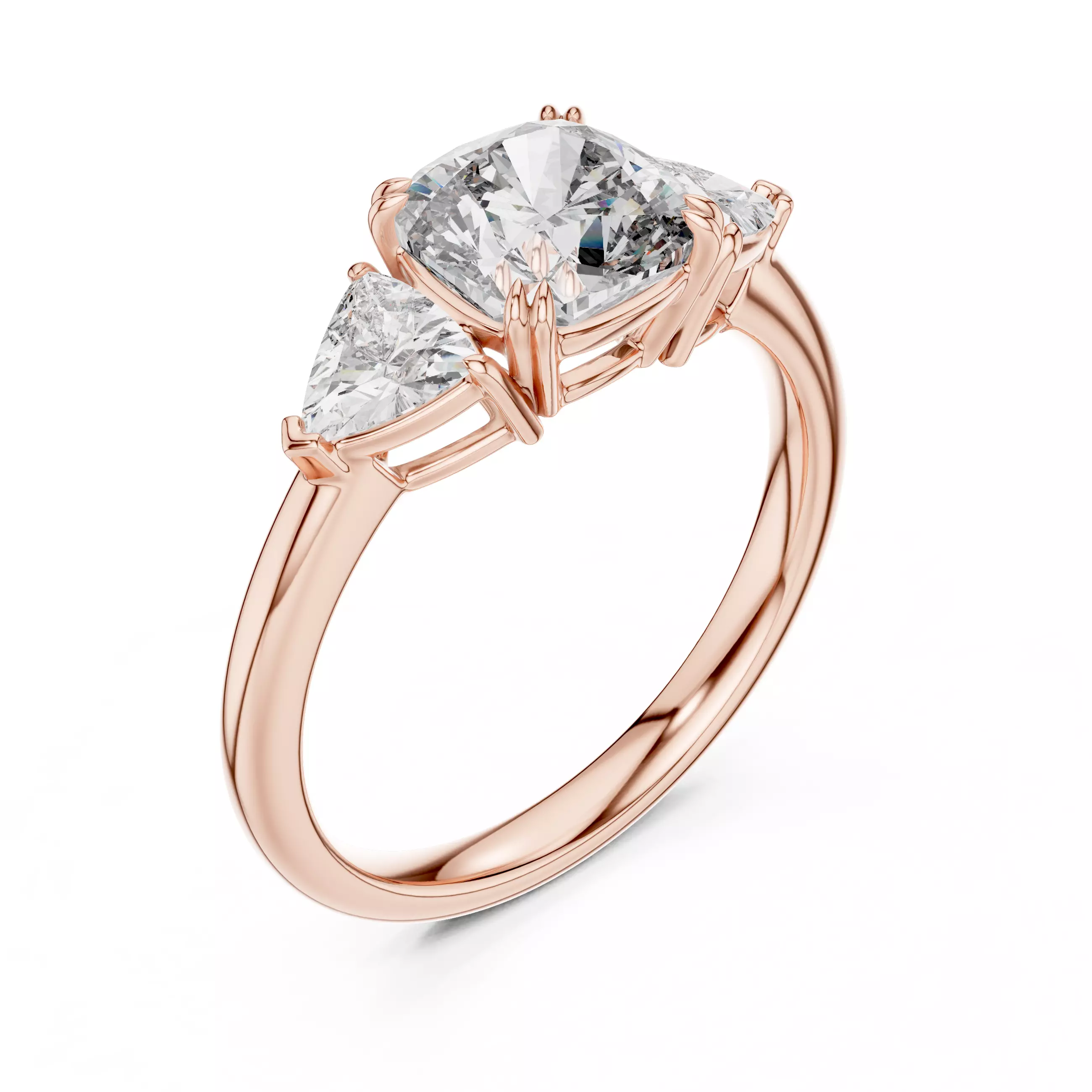 Three Stone Cushion Pear Diamond Wedding Ring 3DM STL Video 3D print model_4