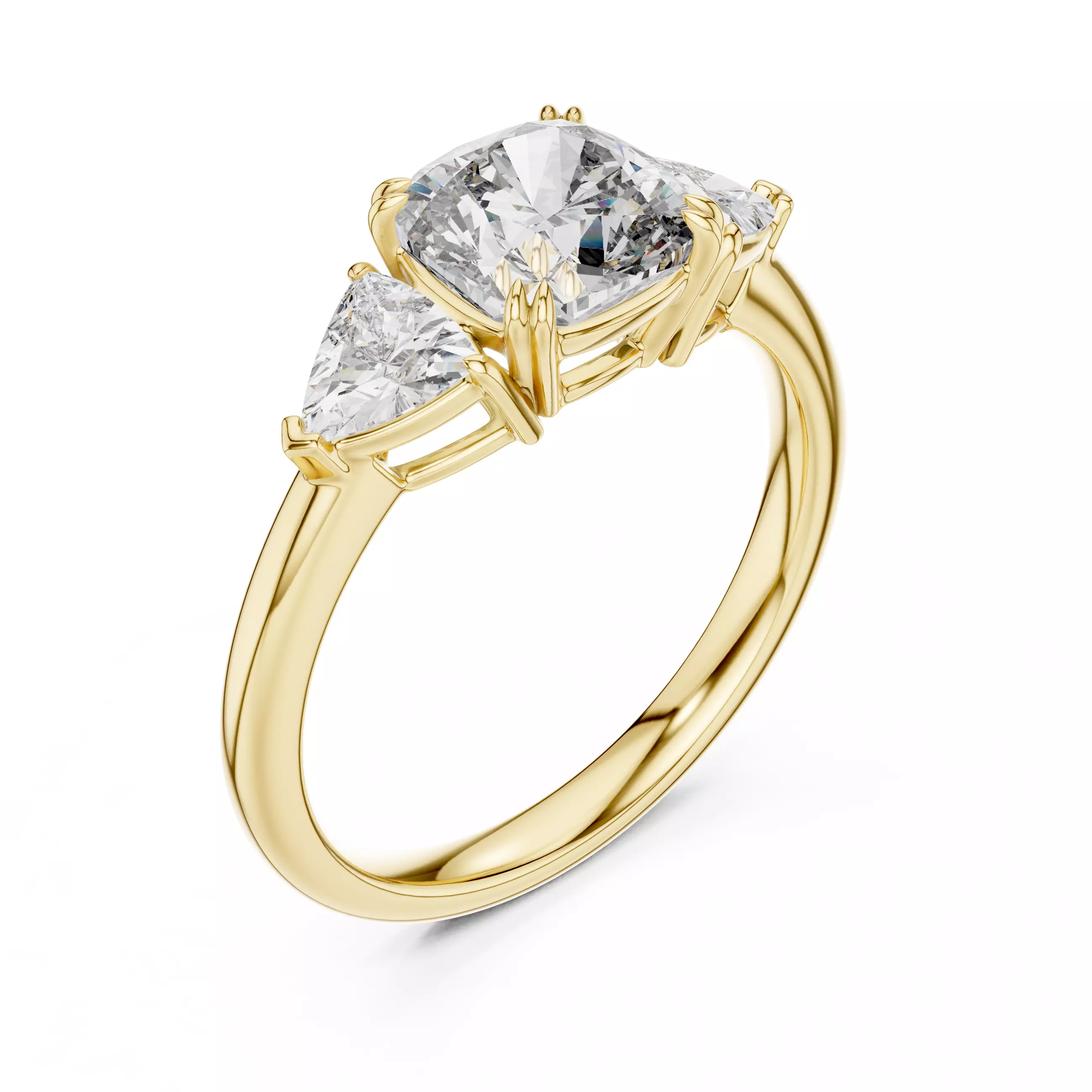 Three Stone Cushion Pear Diamond Wedding Ring 3DM STL Video 3D print model_10