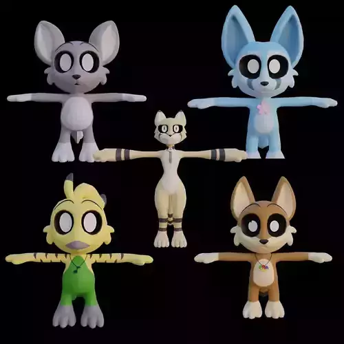 Chibi Furry 3D Character Pack  Set of 5 Cute and Stylized Models