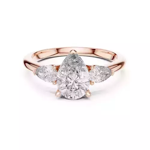 Three Stone Pear Cut Diamond Engagement Ring 3DM STL Video