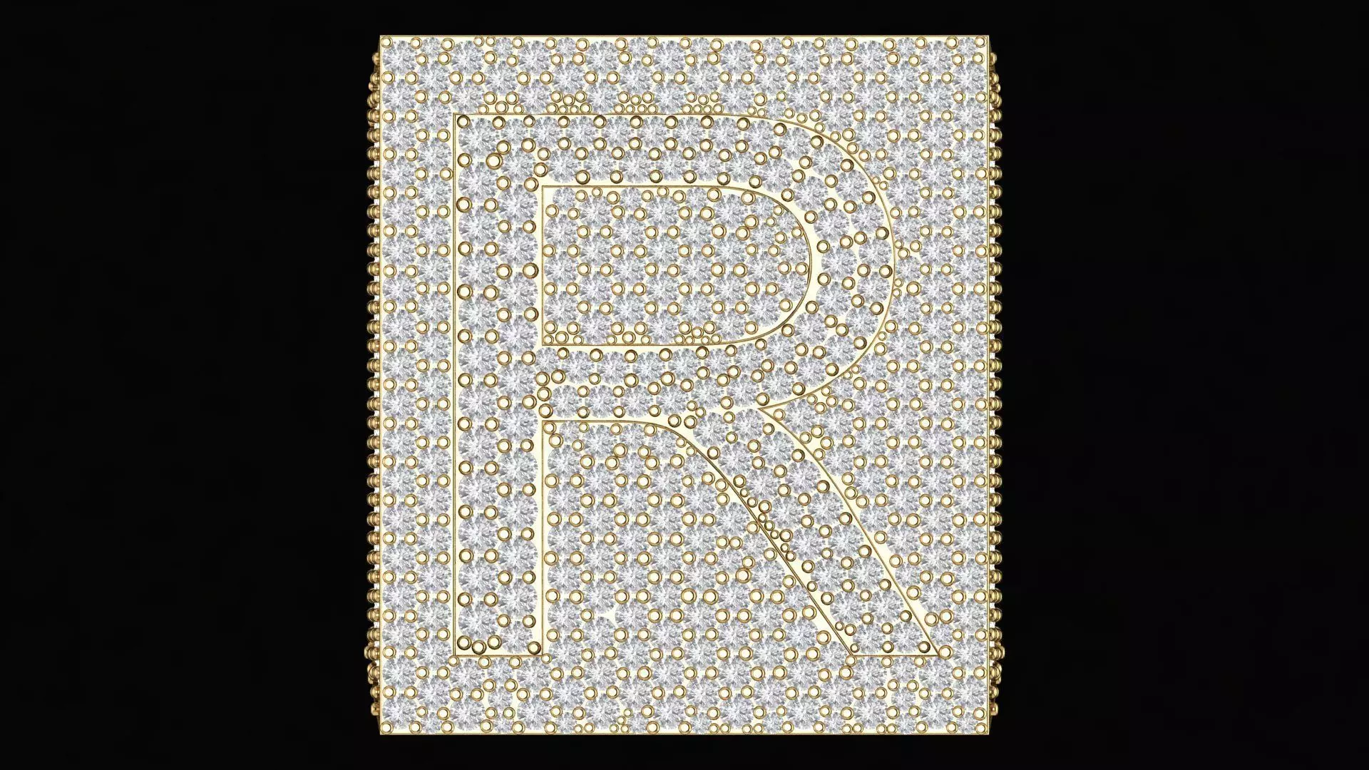 Custom Initial A to Z Letter Diamond Ring - Alphabet Rings 3D print model_1