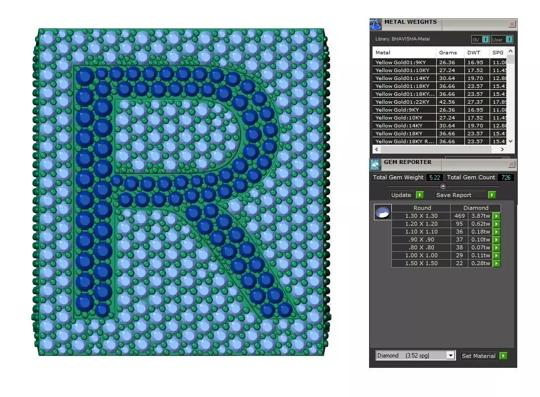 Custom Initial A to Z Letter Diamond Ring - Alphabet Rings 3D print model_9