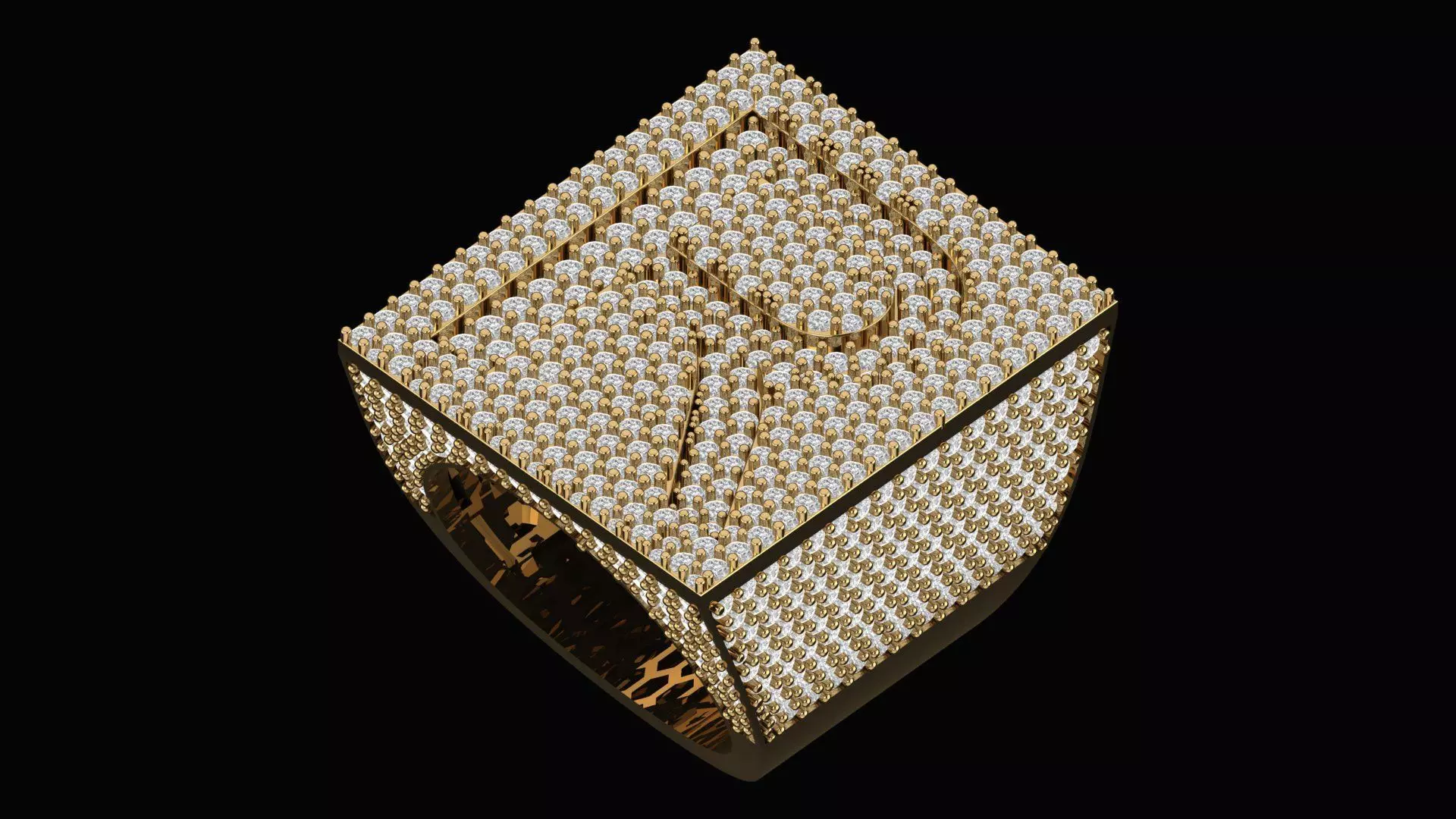 Custom Initial A to Z Letter Diamond Ring - Alphabet Rings 3D print model_0