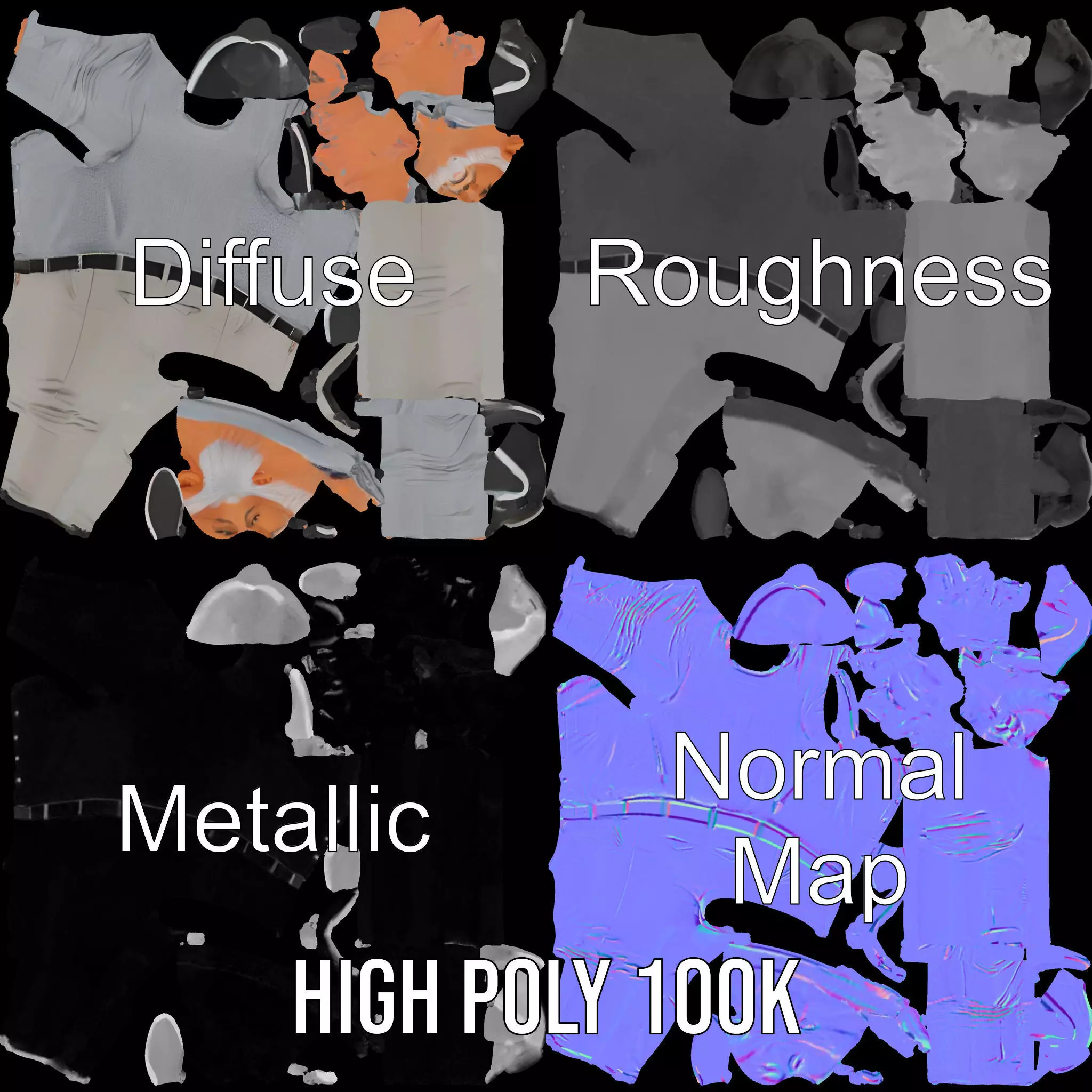 Casual Attire Man model pack Low-poly 3D model_4