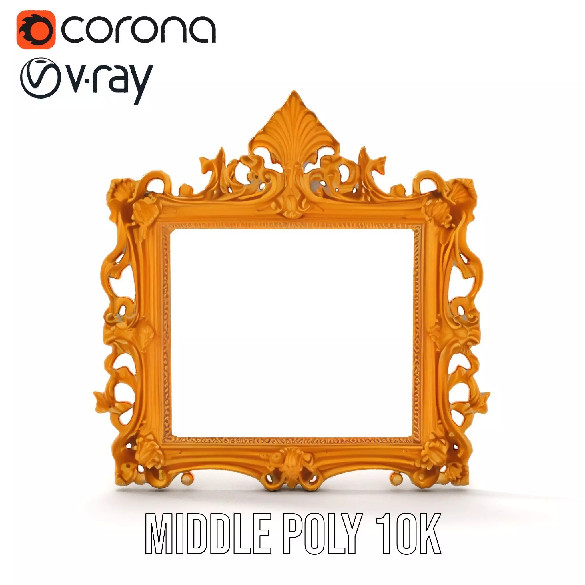Baroque Gold Ornate Frame model pack Low-poly 3D model_14