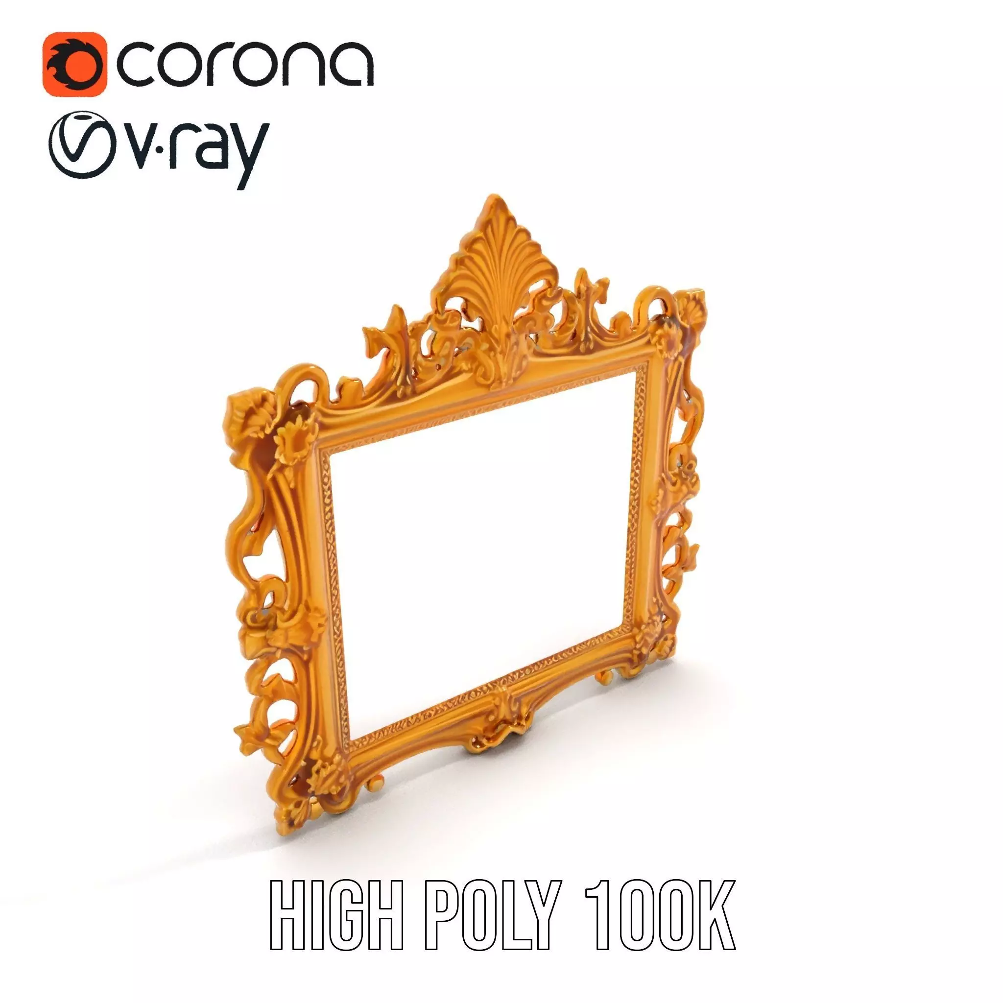 Baroque Gold Ornate Frame model pack Low-poly 3D model_18