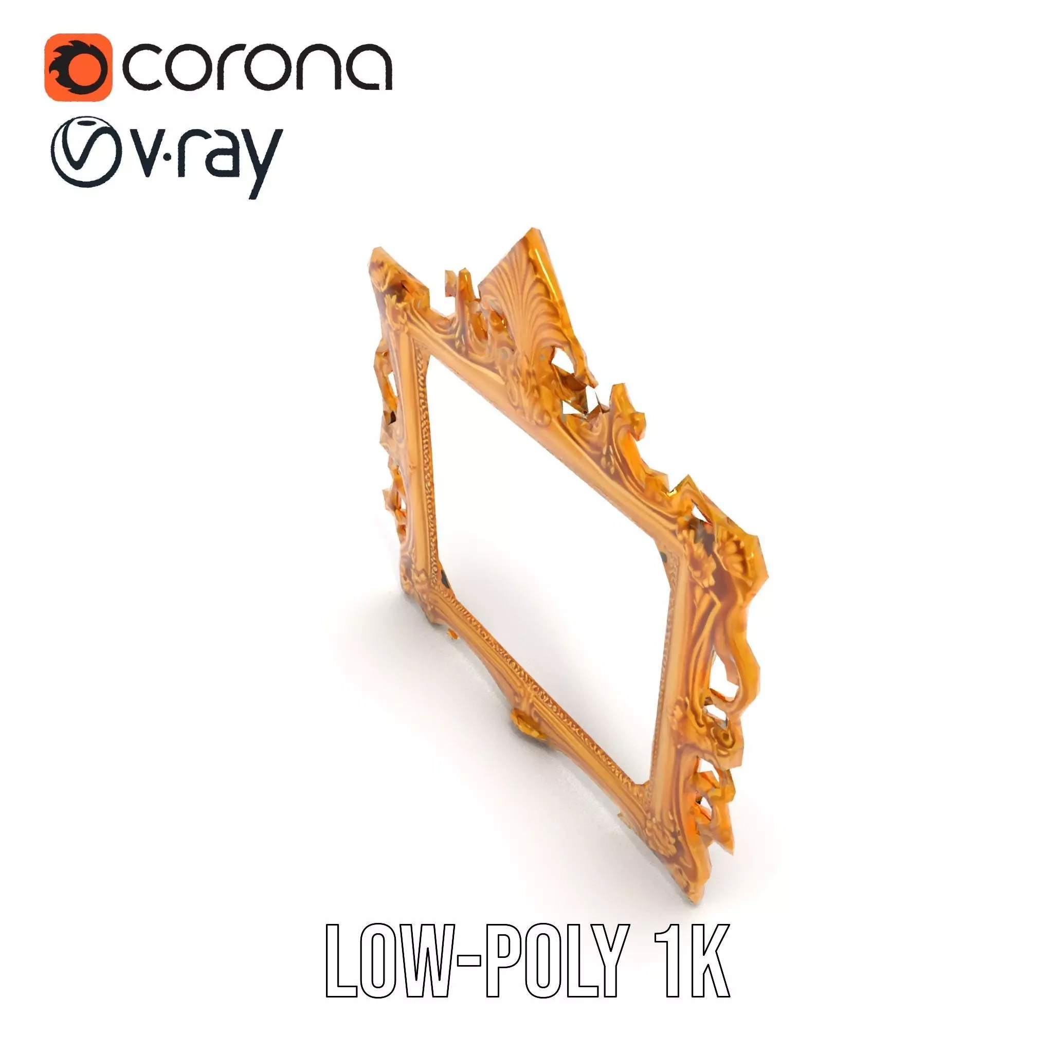 Baroque Gold Ornate Frame model pack Low-poly 3D model_8