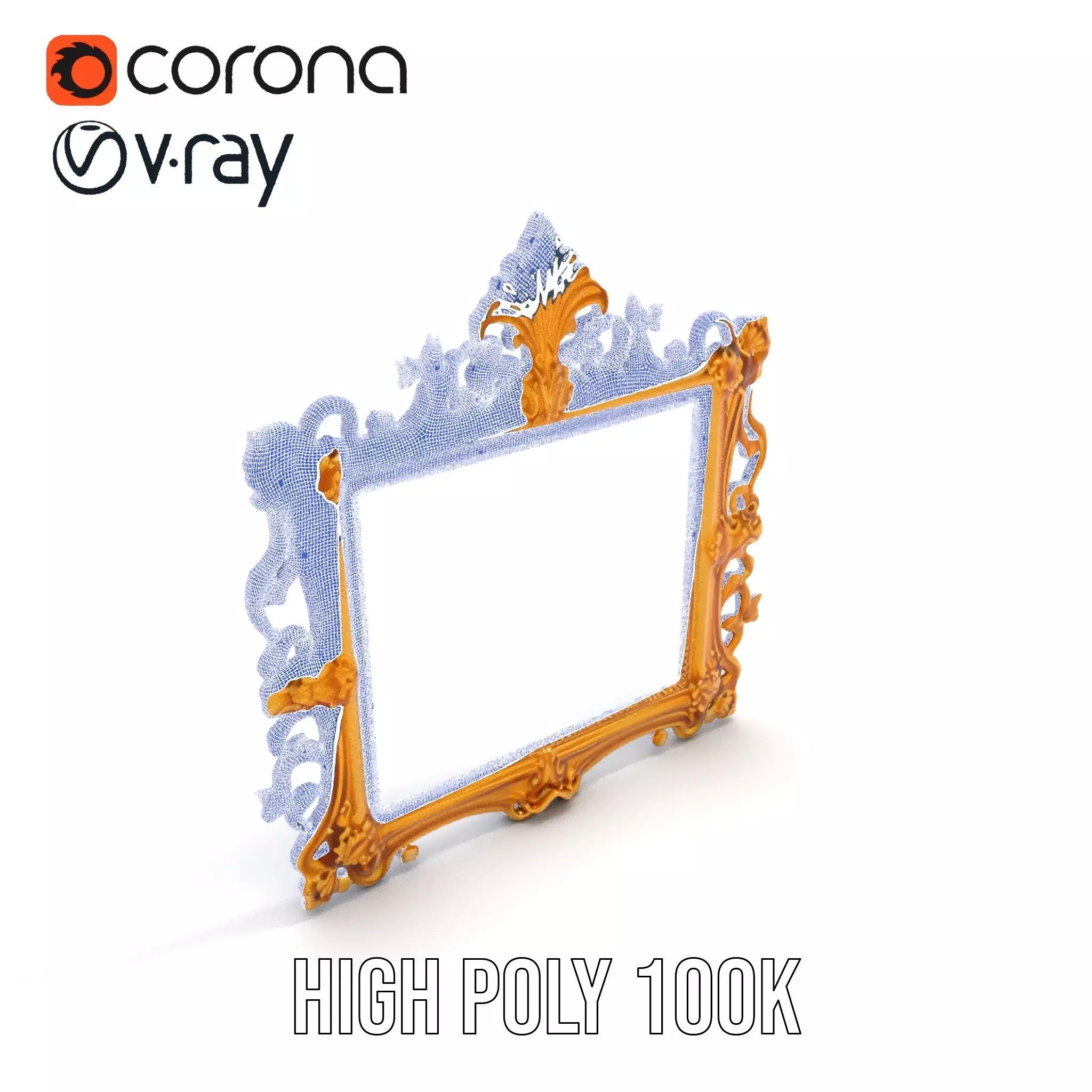 Baroque Gold Ornate Frame model pack Low-poly 3D model_34