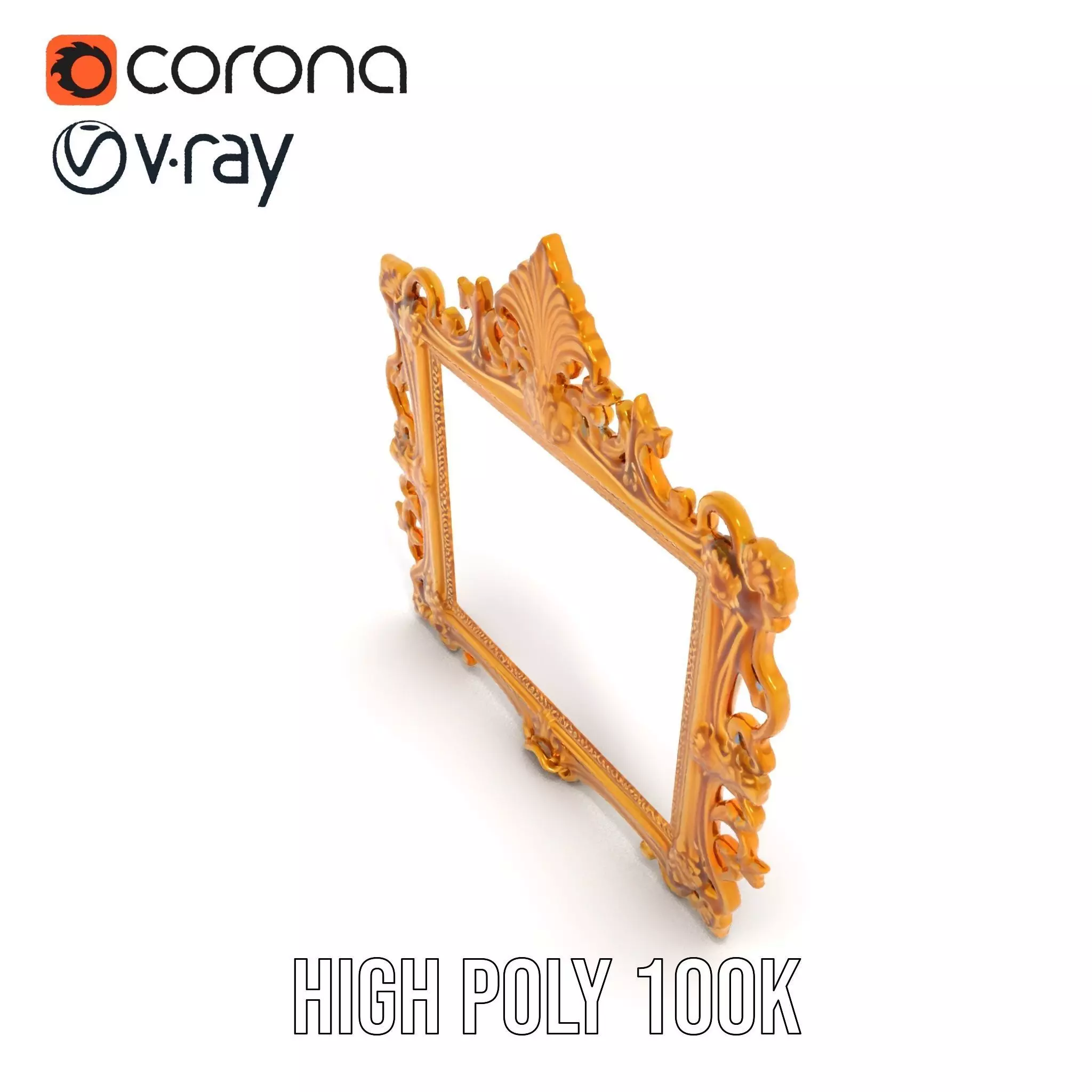 Baroque Gold Ornate Frame model pack Low-poly 3D model_27