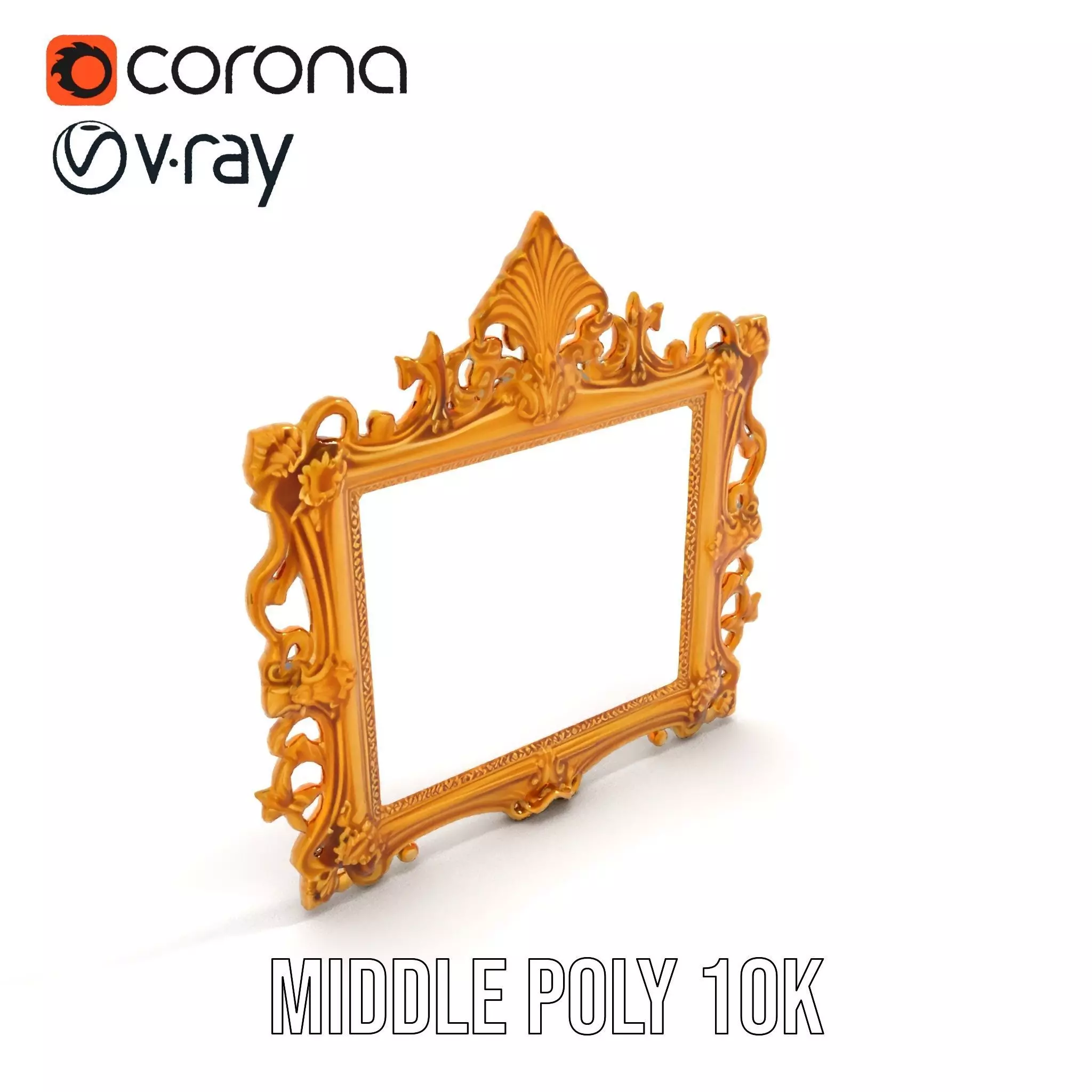 Baroque Gold Ornate Frame model pack Low-poly 3D model_16