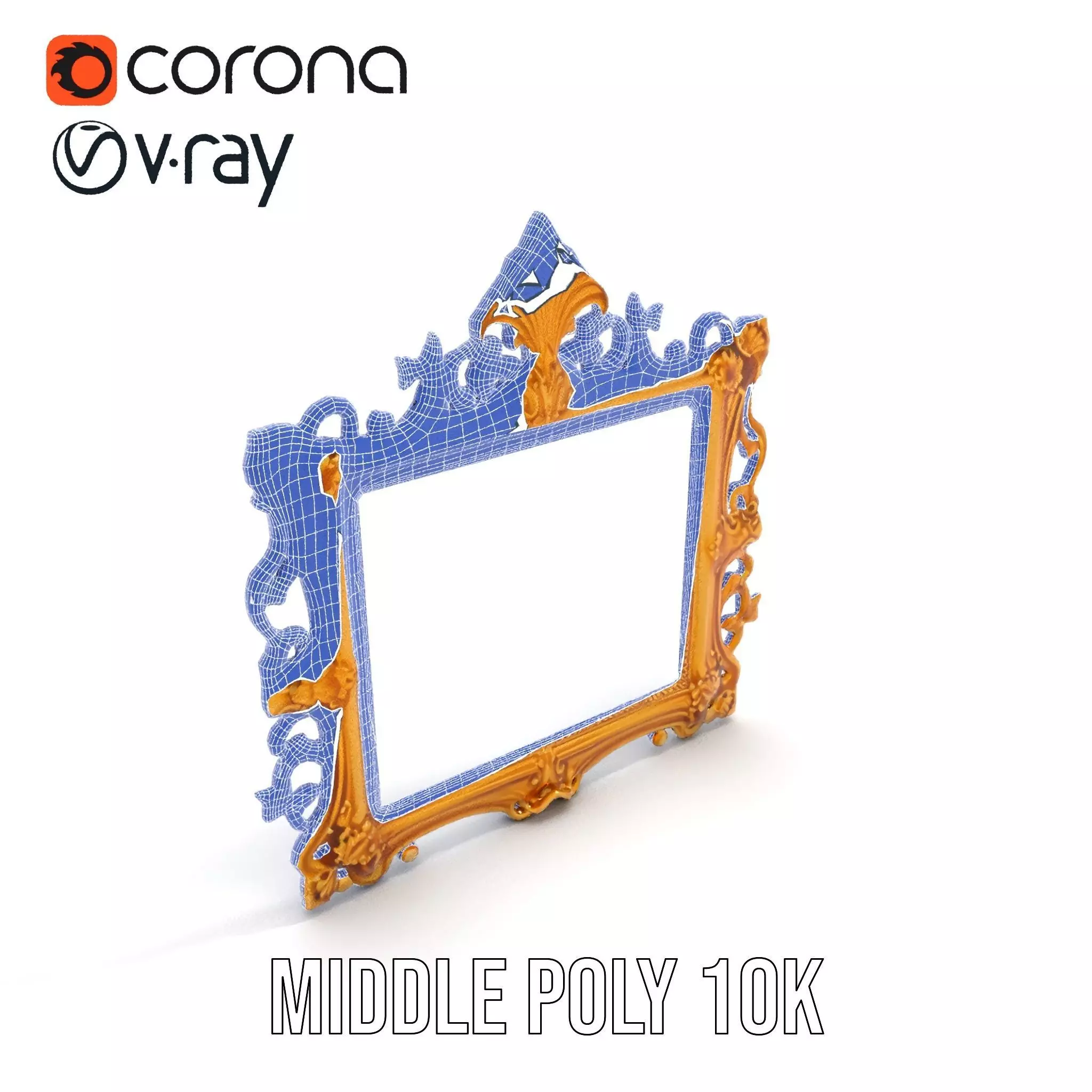 Baroque Gold Ornate Frame model pack Low-poly 3D model_25