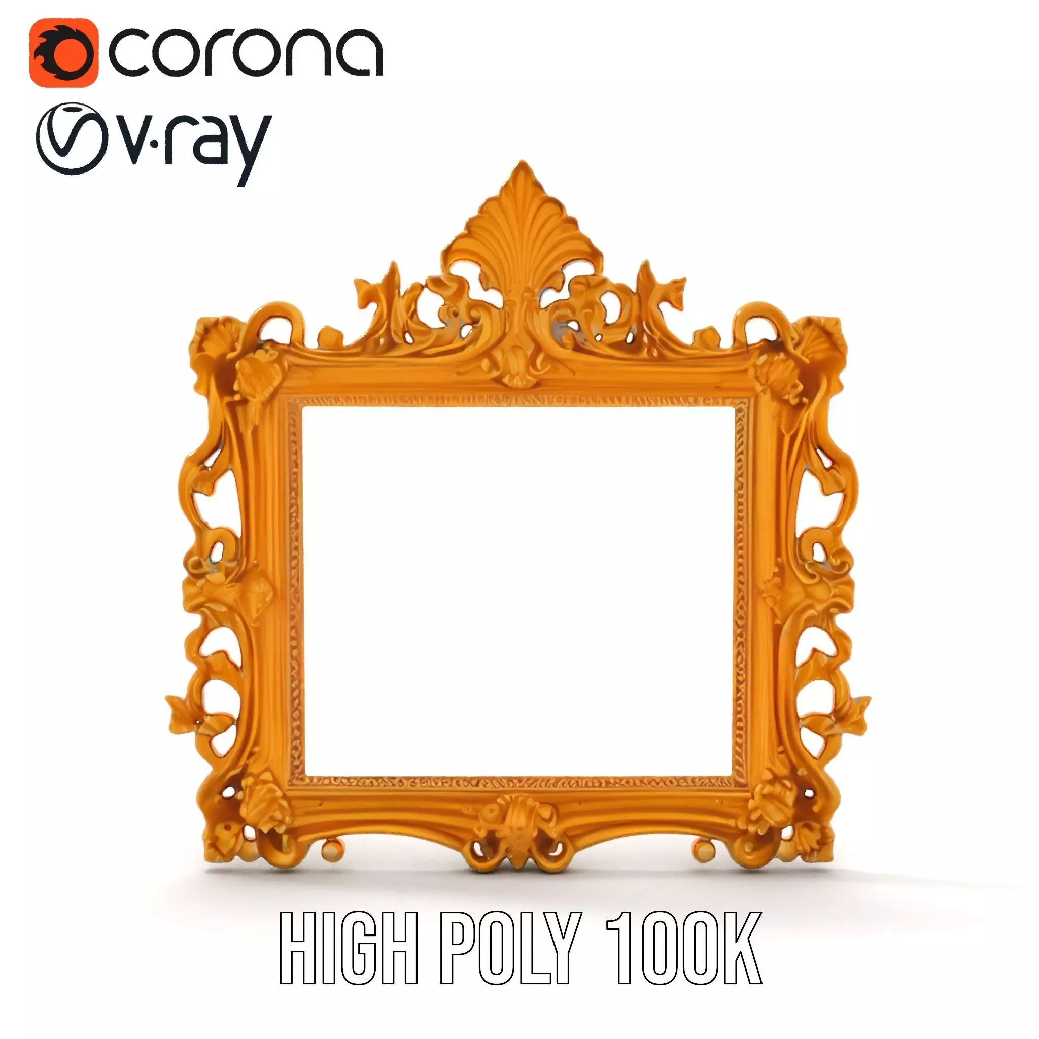 Baroque Gold Ornate Frame model pack Low-poly 3D model_21