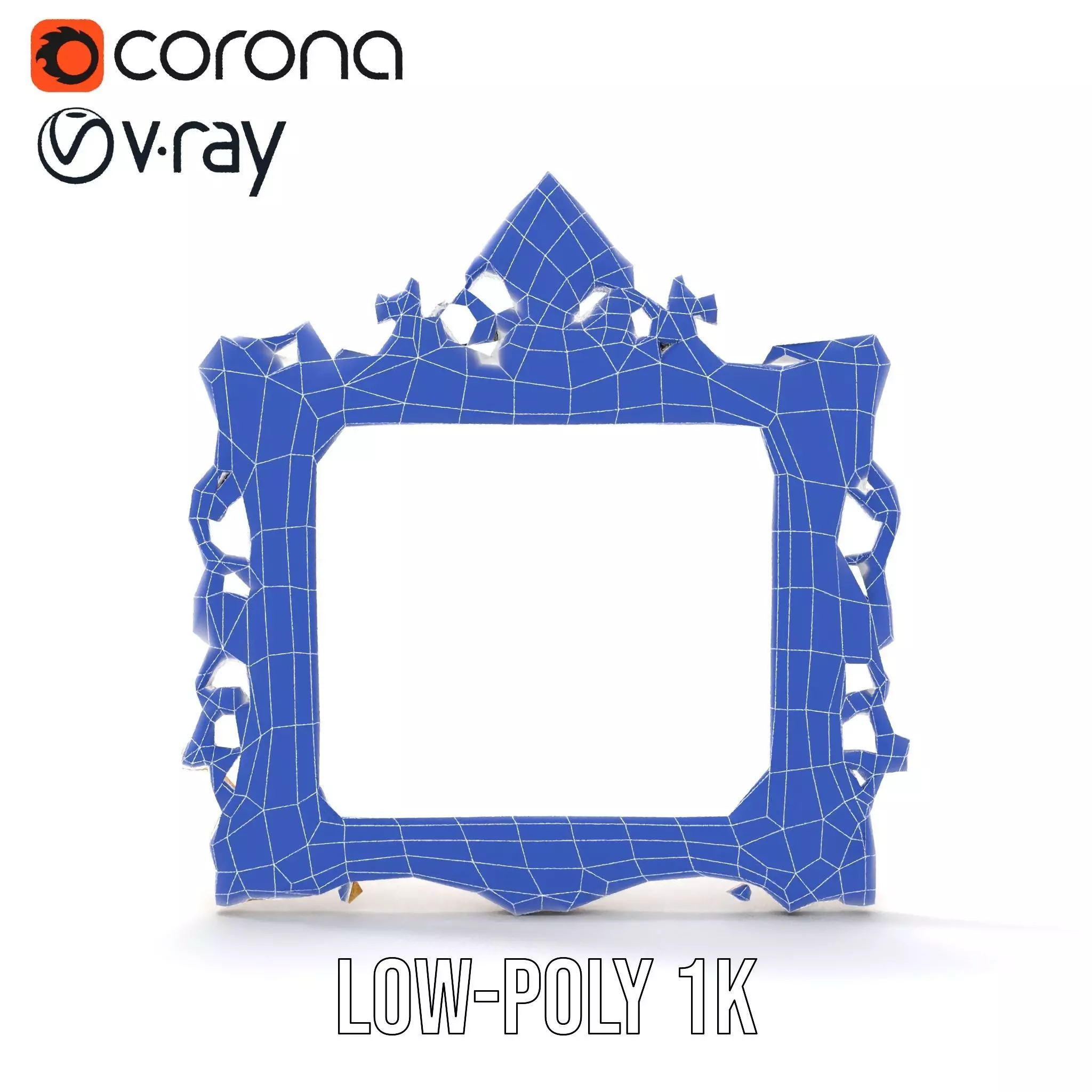 Baroque Gold Ornate Frame model pack Low-poly 3D model_20