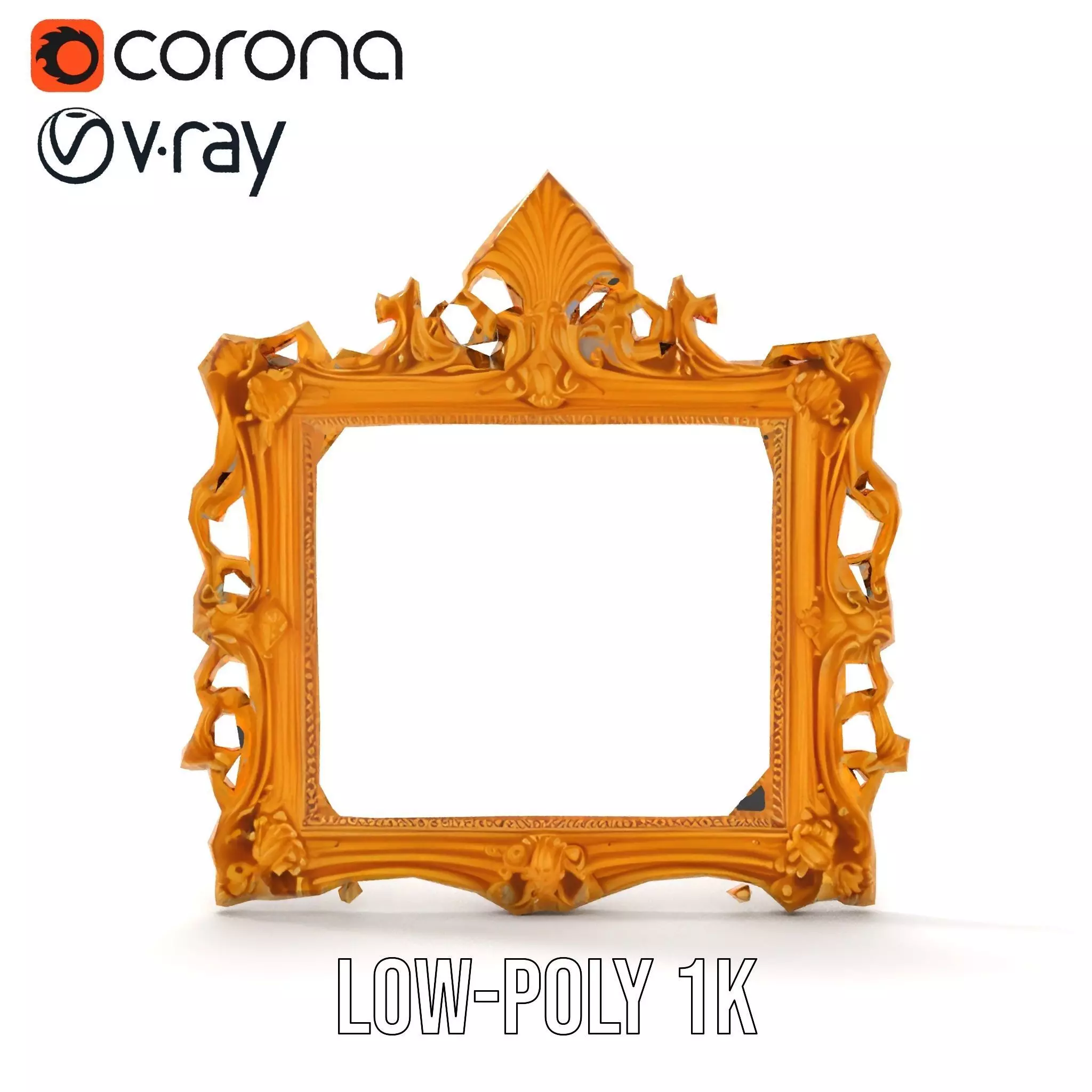 Baroque Gold Ornate Frame model pack Low-poly 3D model_13