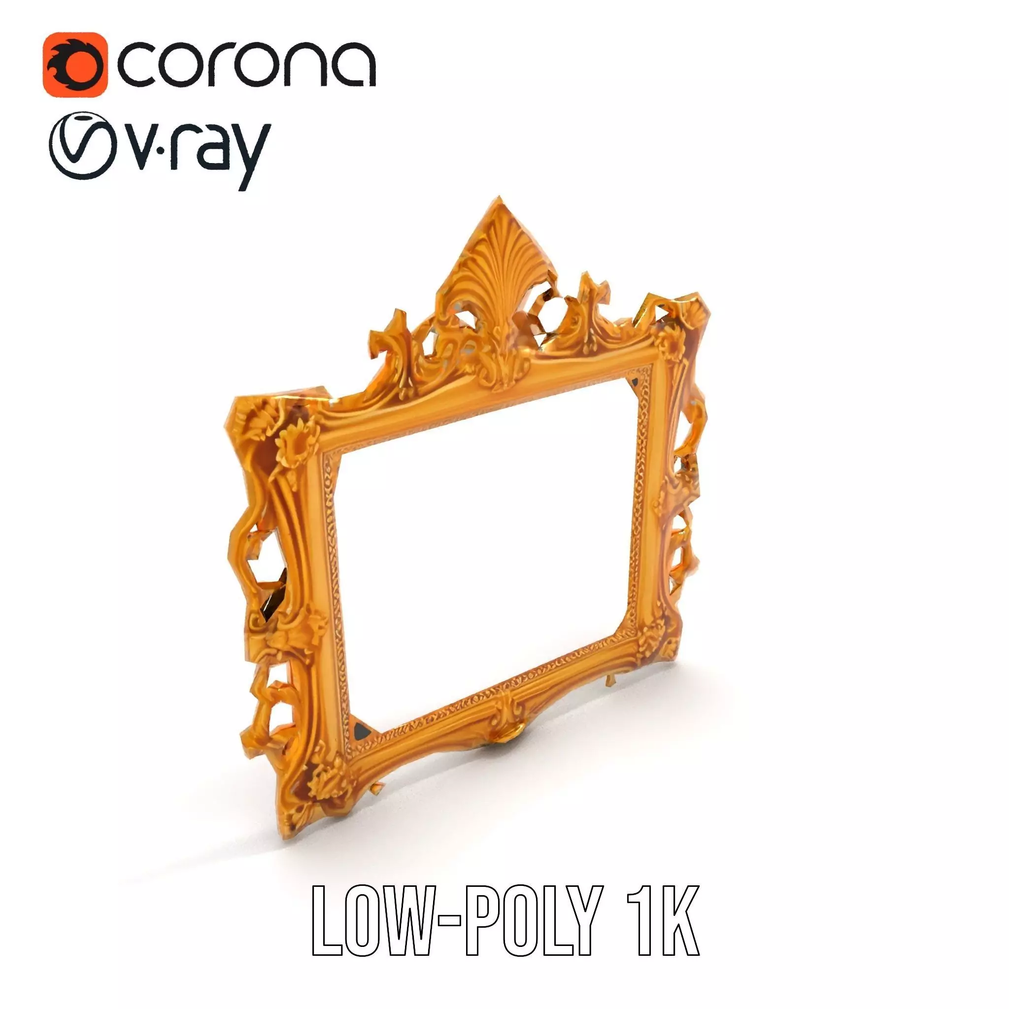 Baroque Gold Ornate Frame model pack Low-poly 3D model_17