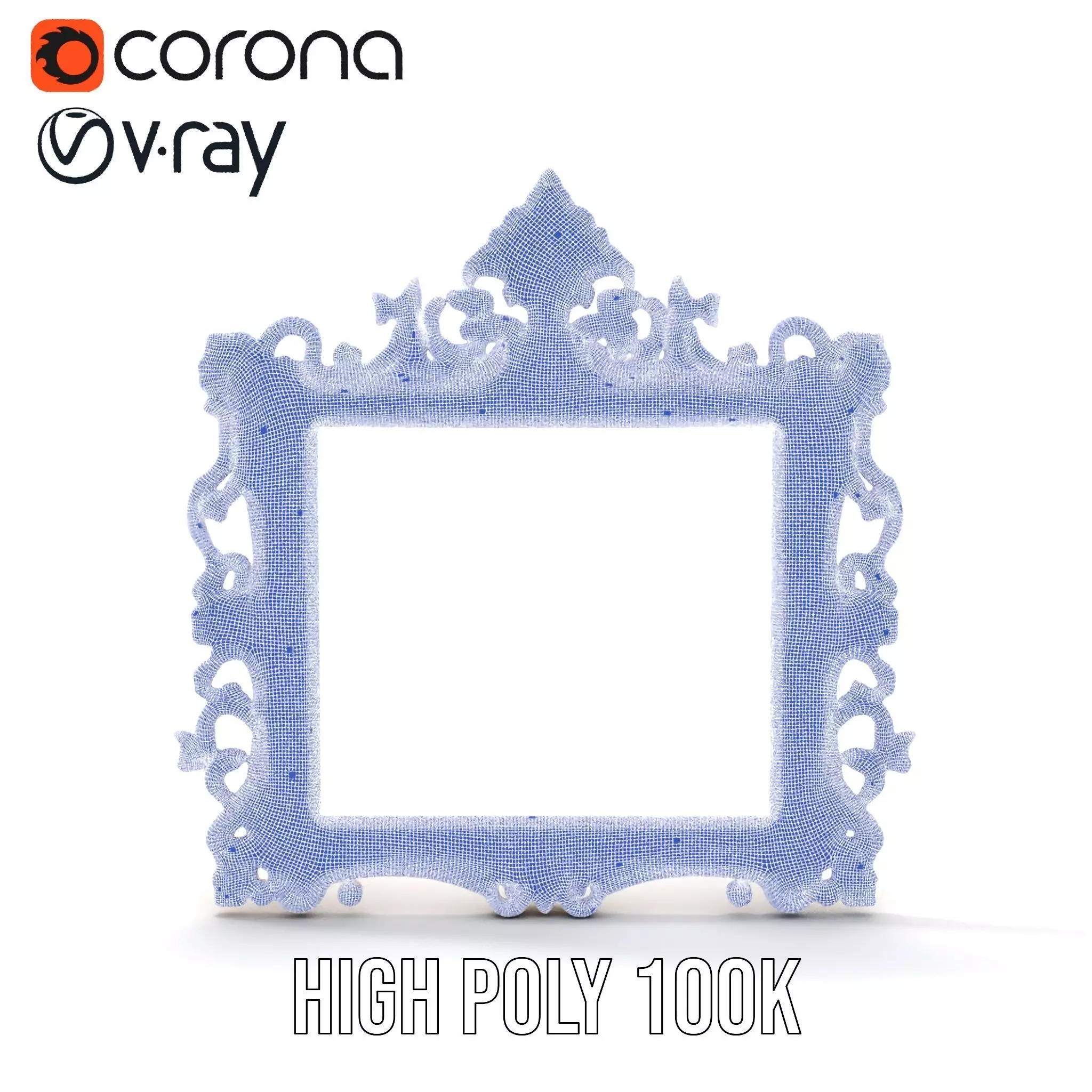 Baroque Gold Ornate Frame model pack Low-poly 3D model_30