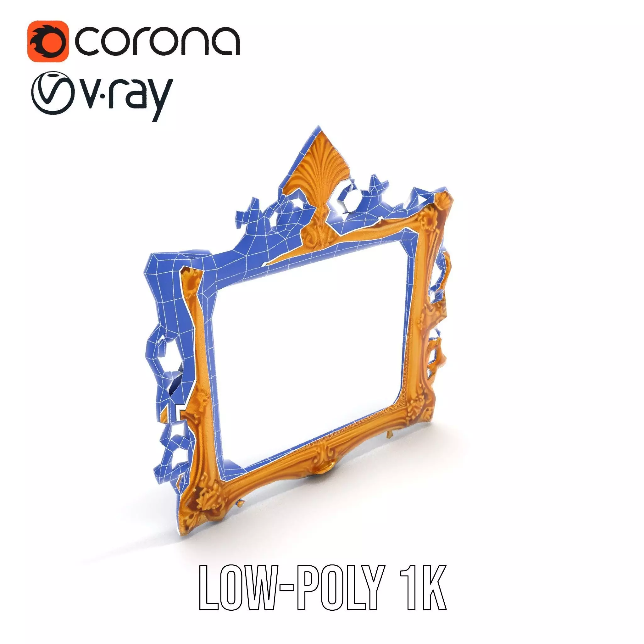 Baroque Gold Ornate Frame model pack Low-poly 3D model_23