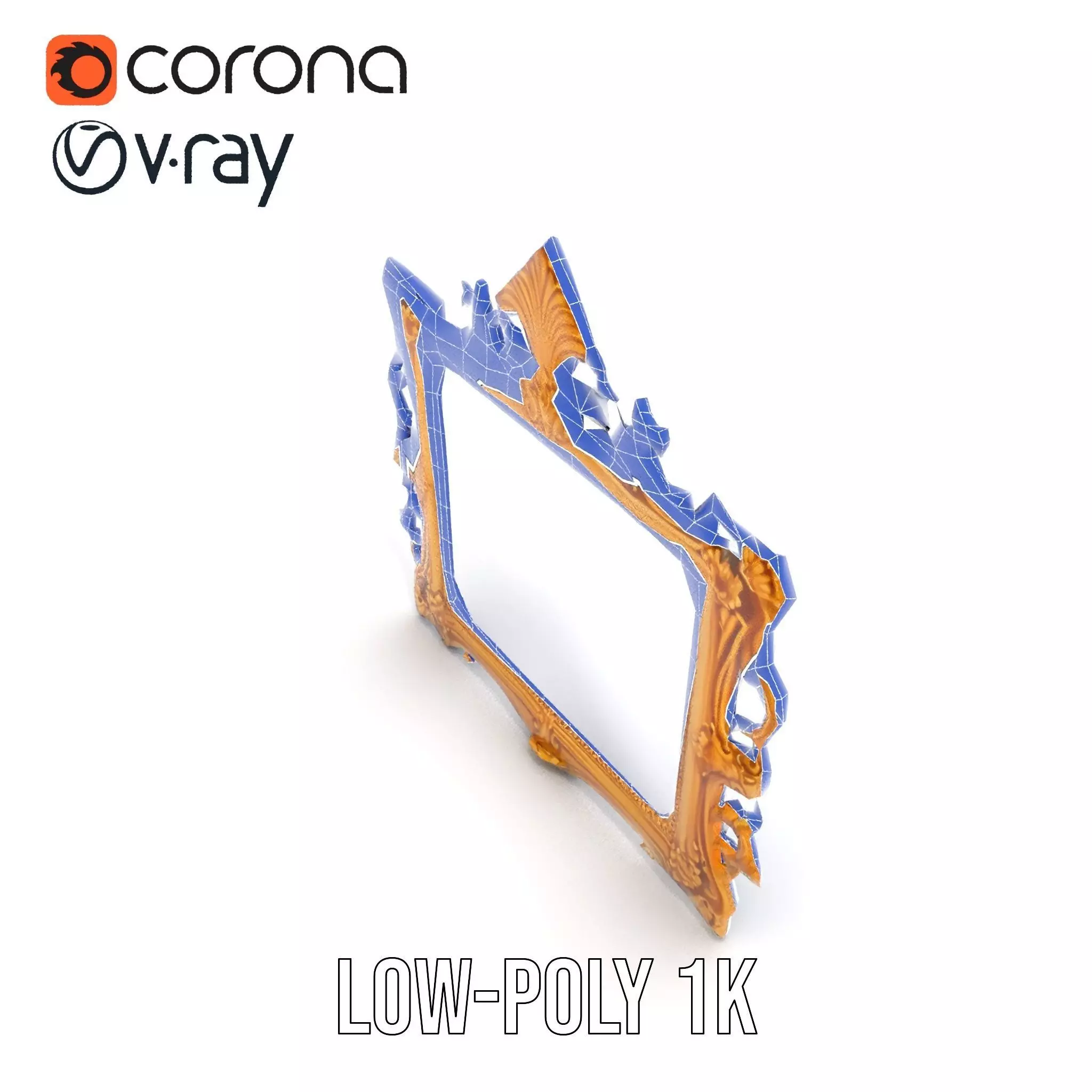 Baroque Gold Ornate Frame model pack Low-poly 3D model_26